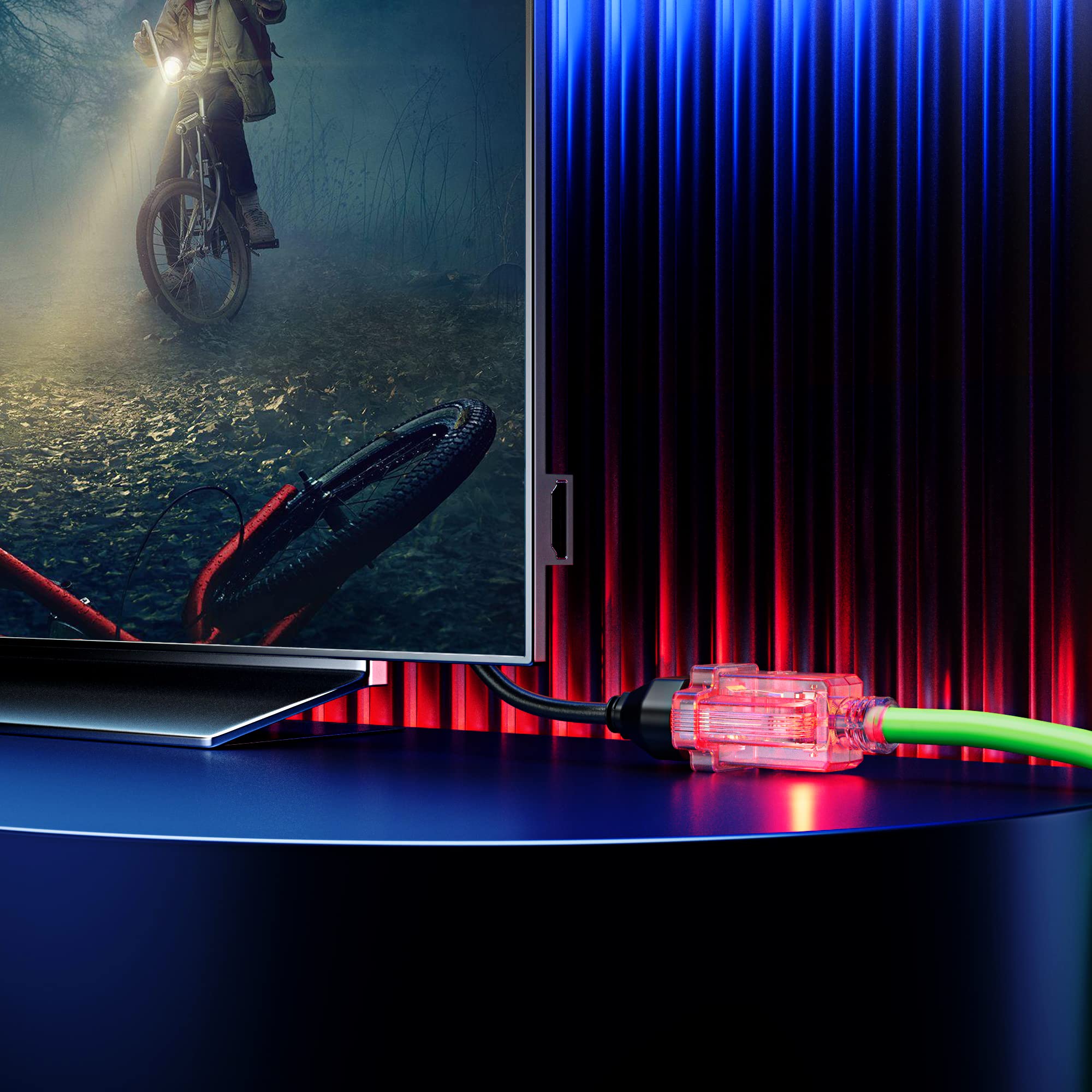 Maximm Extension Cord 10 Ft Blue Power Cords Indoor 16 Gauge Wire SJTW Heavy Duty ETL Listed (10Ft, Blue)