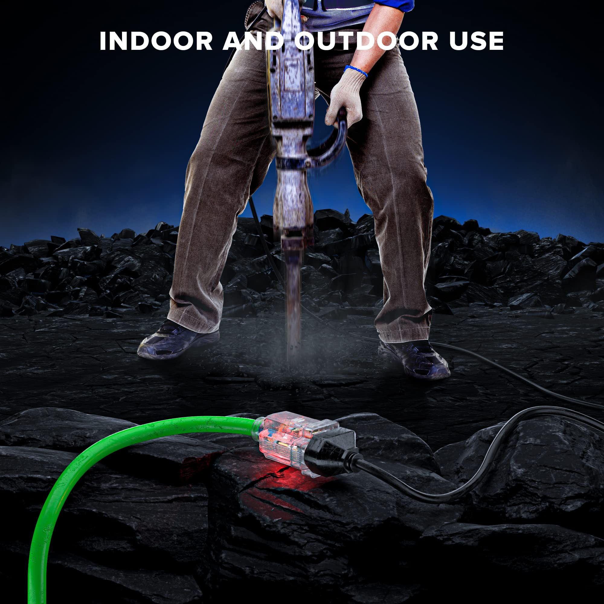 Maximm Extension Cord 10 Ft Blue Power Cords Indoor 16 Gauge Wire SJTW Heavy Duty ETL Listed (10Ft, Blue)