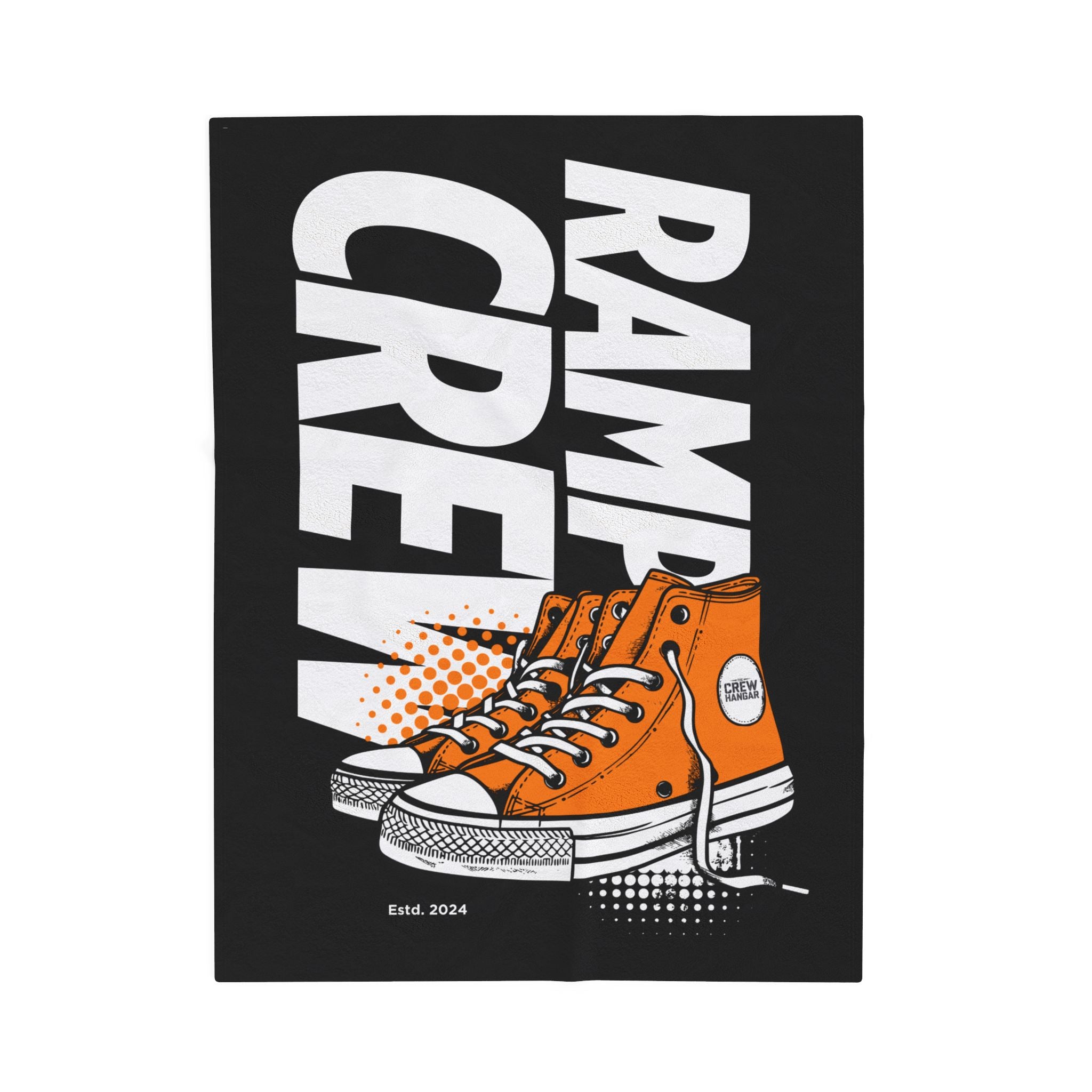 Velveteen Plush Blanket – 'Ramp Crew' Orange Sneaker Graphic Throw