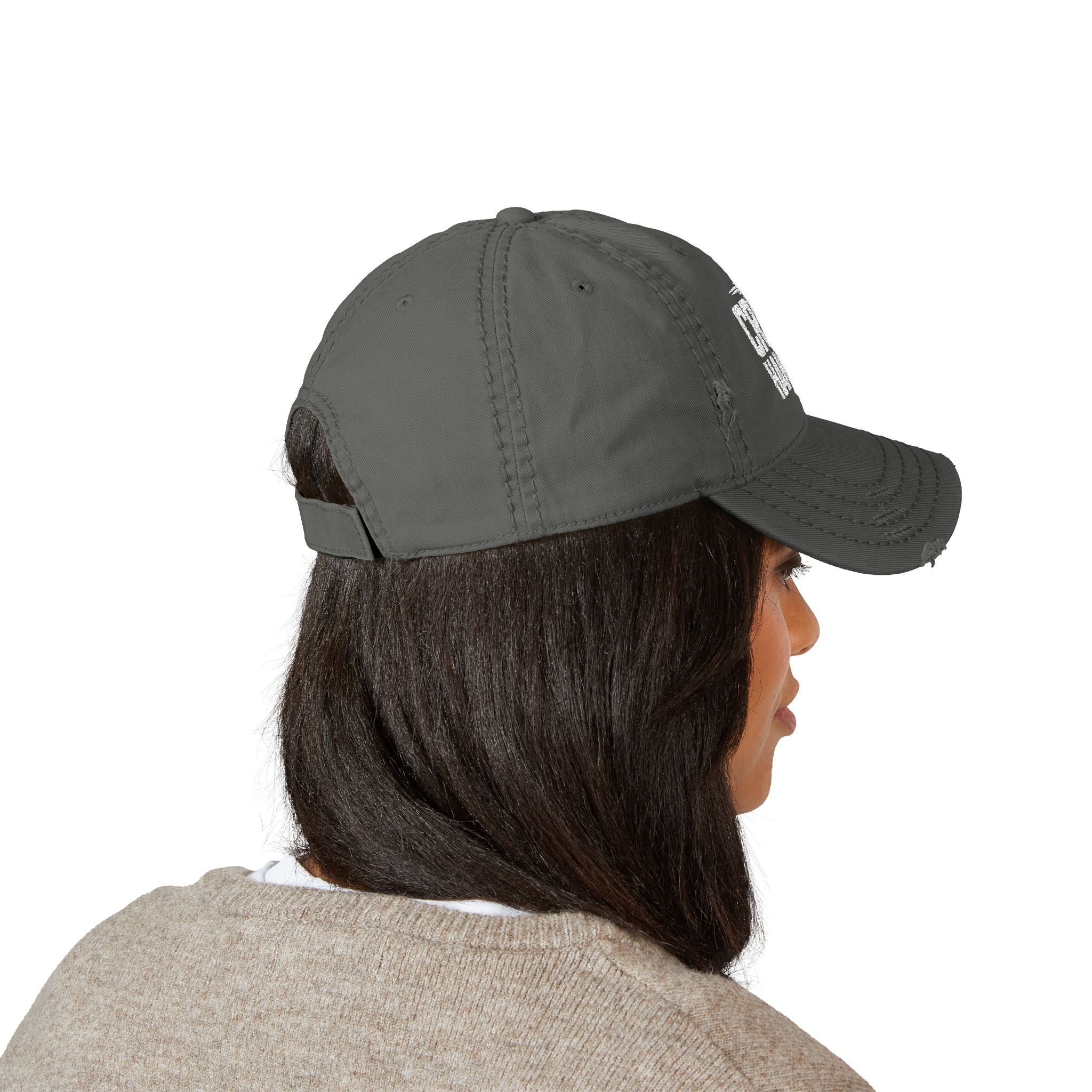 Distressed Embroidered Dad Hat - Casual Vintage Cap for Everyday Wear