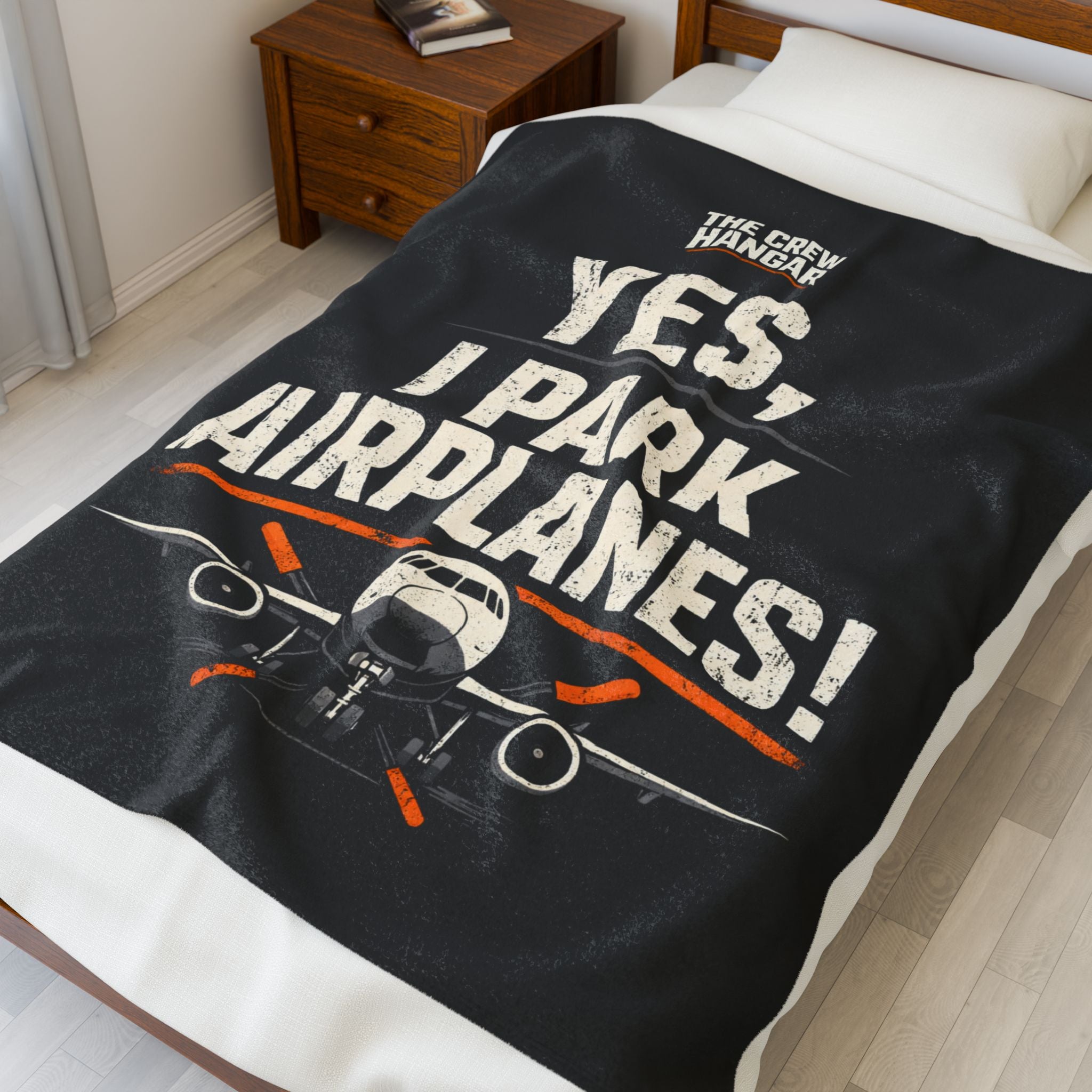 Velveteen Plush Blanket — "Yes, I Park Airplanes!" Ground Aviation Throw
