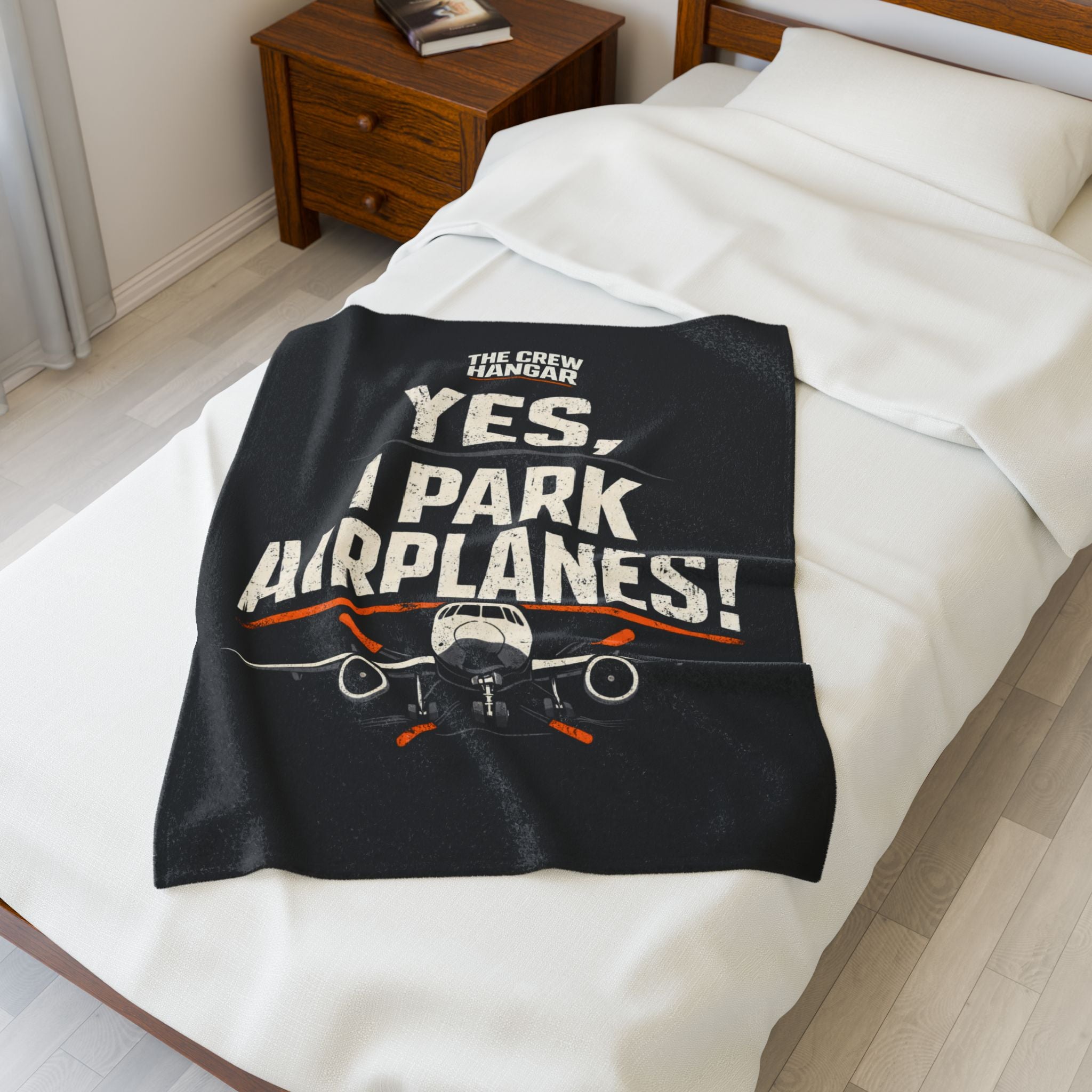 Velveteen Plush Blanket — "Yes, I Park Airplanes!" Ground Aviation Throw