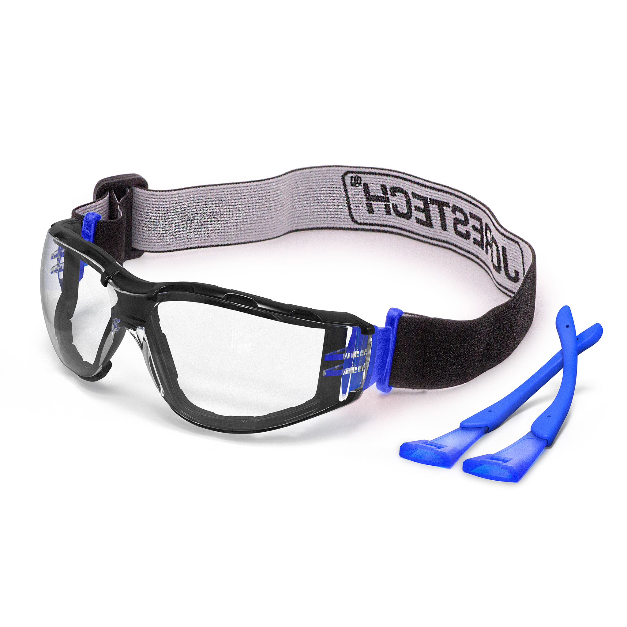 Anti-Fog Safety Glasses Convertible to Goggles with Removable Foam Seal, Temples & Headband