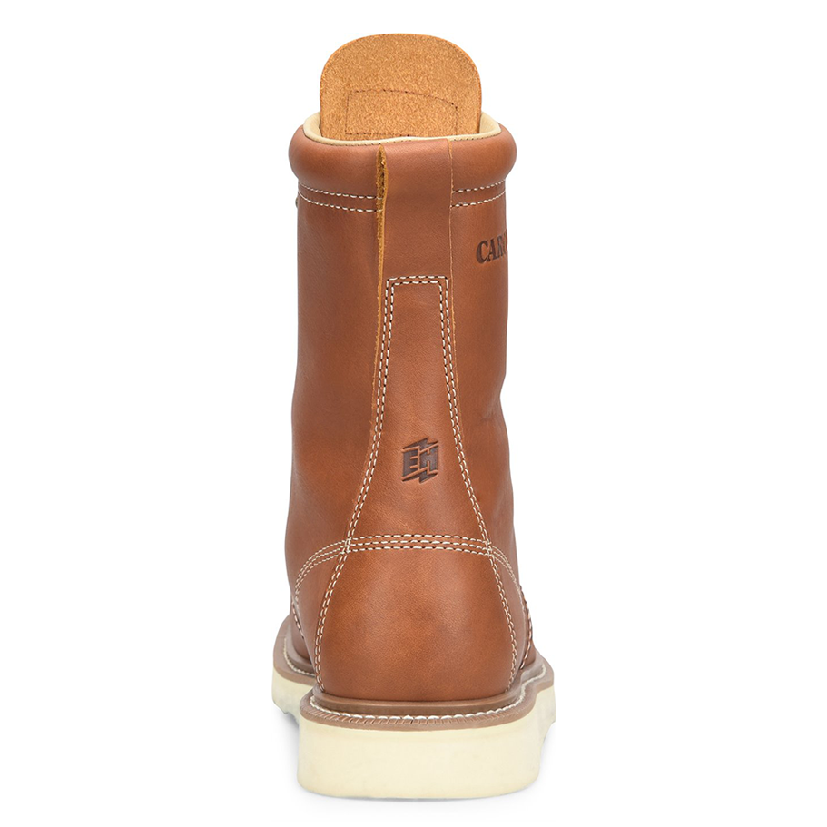 Steel Toe Work Boots - Men's Moc Toe Leather Wedge Sole Durable Safety Footwear
