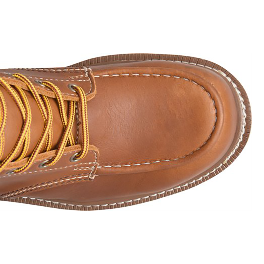 Steel Toe Work Boots - Men's Moc Toe Leather Wedge Sole Durable Safety Footwear