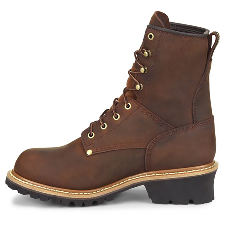 Steel Toe Logger Boots - 8 Inch Waterproof Leather Work Boots | Slip Resistant