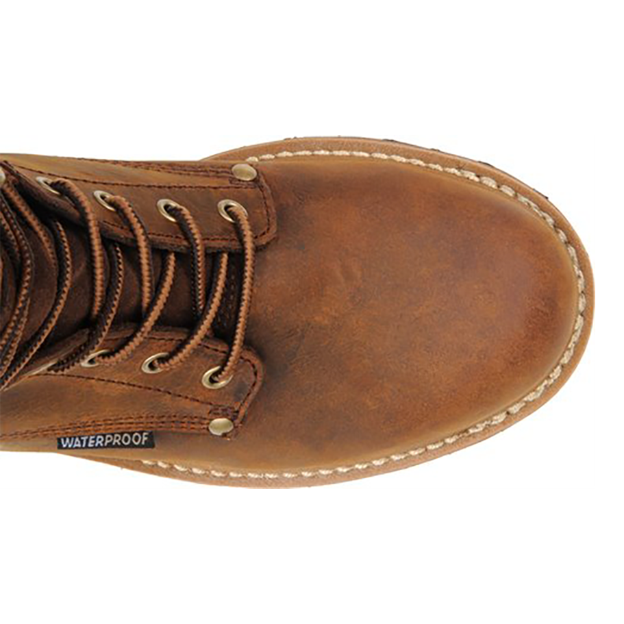 Steel Toe Logger Boots - 8 Inch Waterproof Leather Work Boots | Slip Resistant