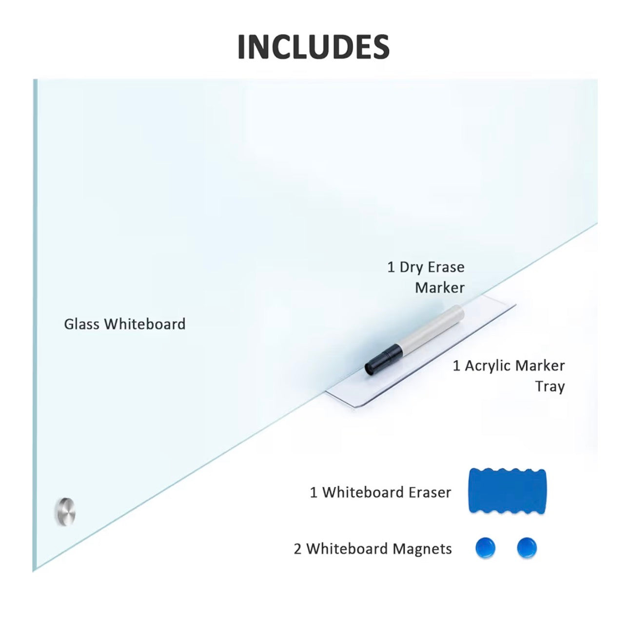 TIANSE Glass Whiteboard – Magnetic Dry Erase Board (36” x 24”)