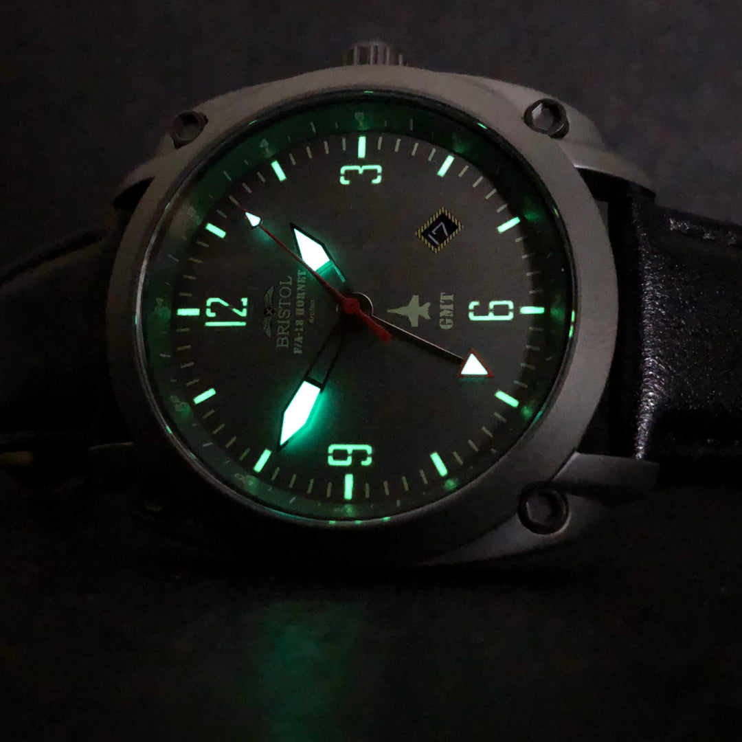 F-18 Hornet Tribute - Gun Metal Finish, Gray Dial, Black Leather Band