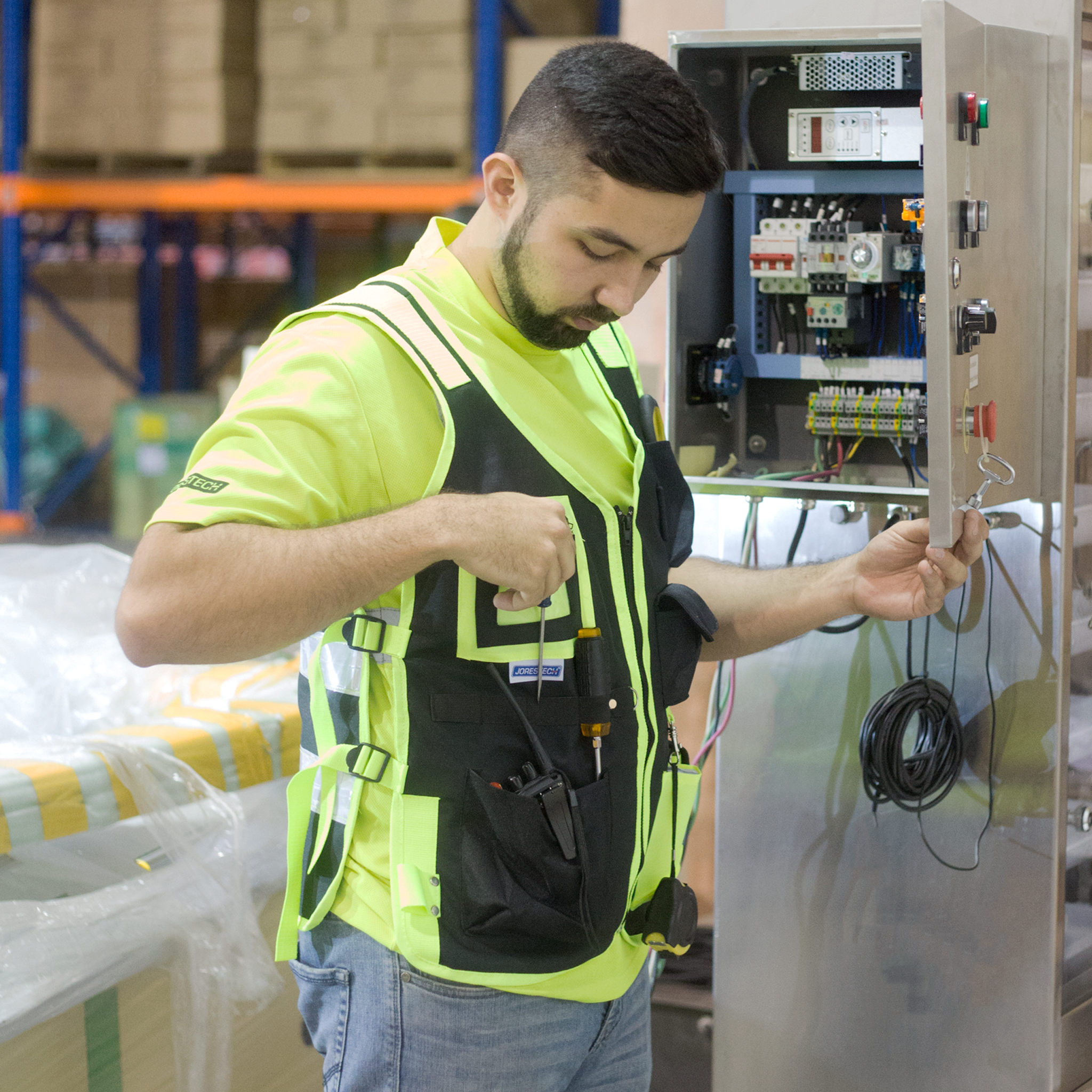 Hi-Vis Adjustable Tool Vest with Reflective Strips