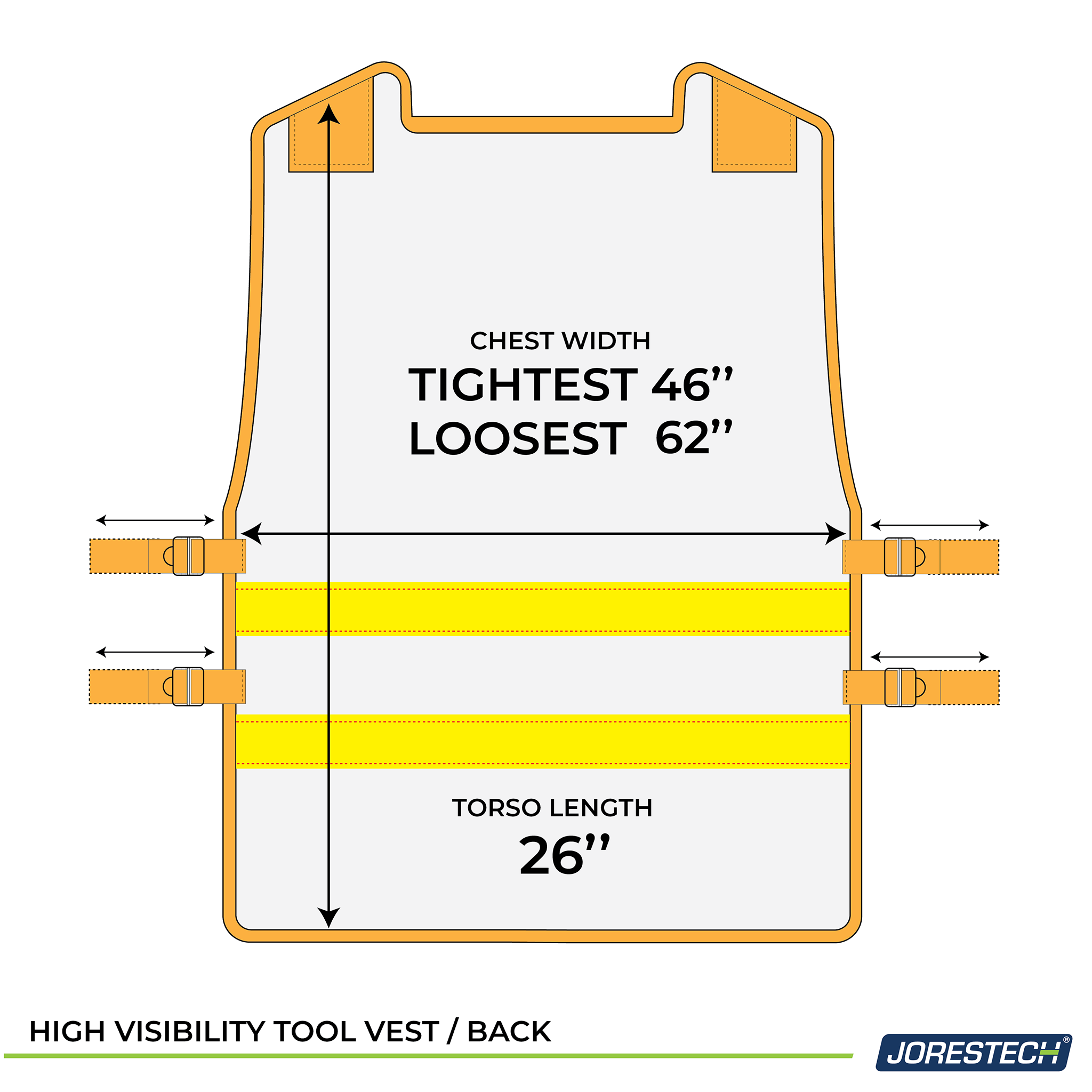 Hi-Vis Adjustable Tool Vest with Reflective Strips