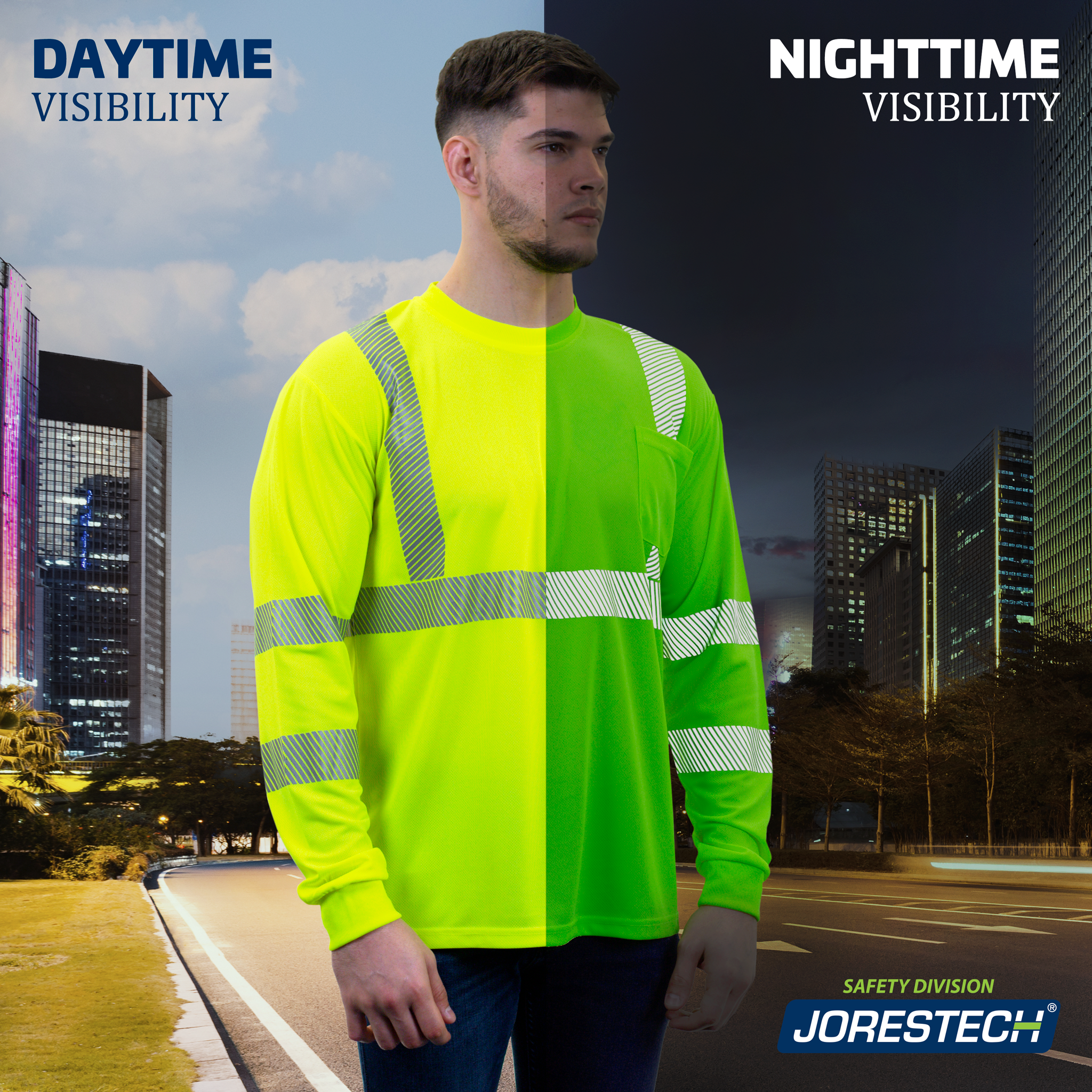 Hi-Vis Heat Transfer Reflective Safety Long Sleeve Shirt