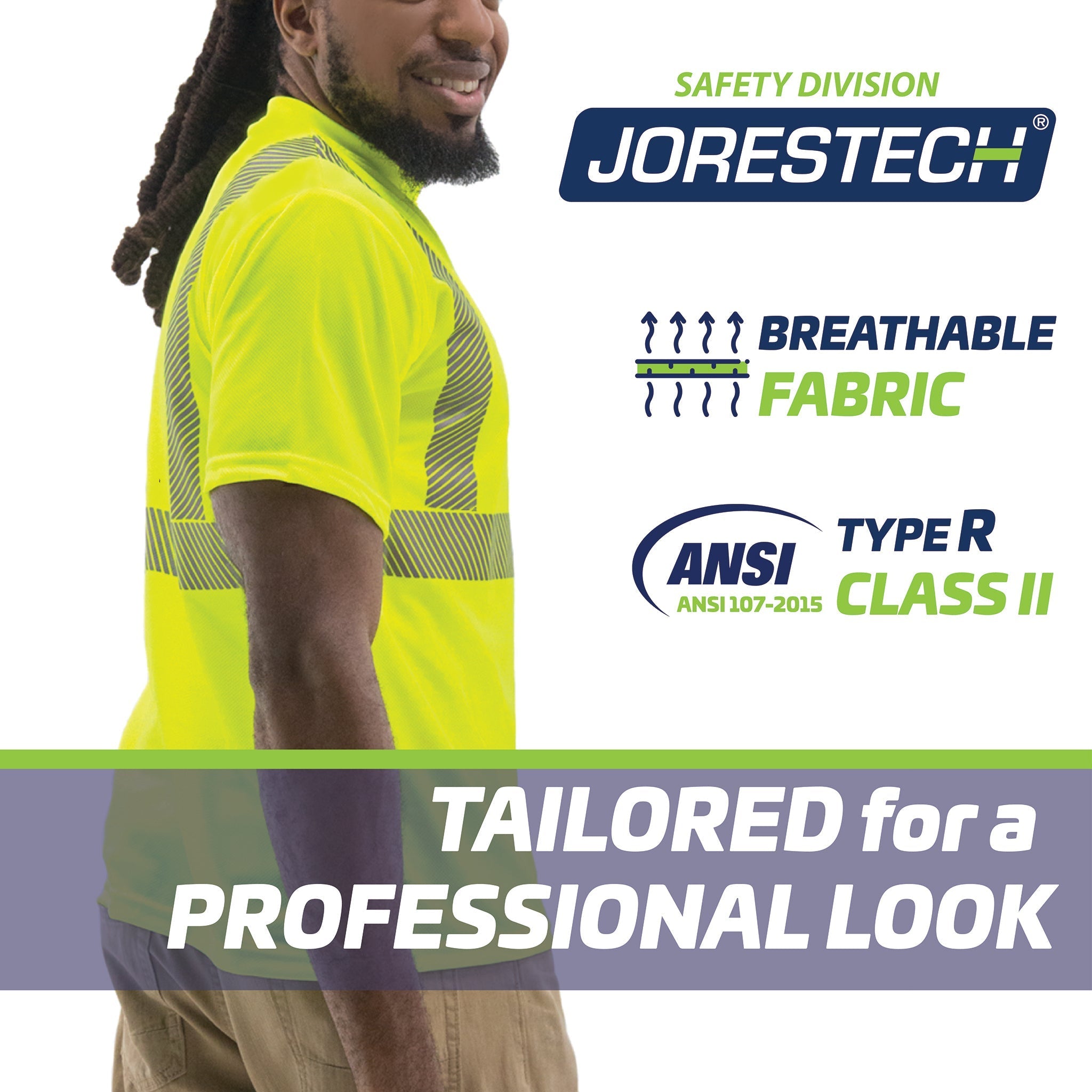 Jorestech Heat Transfer Reflective Safety Shirt with Pocket – Class 2 Compliant