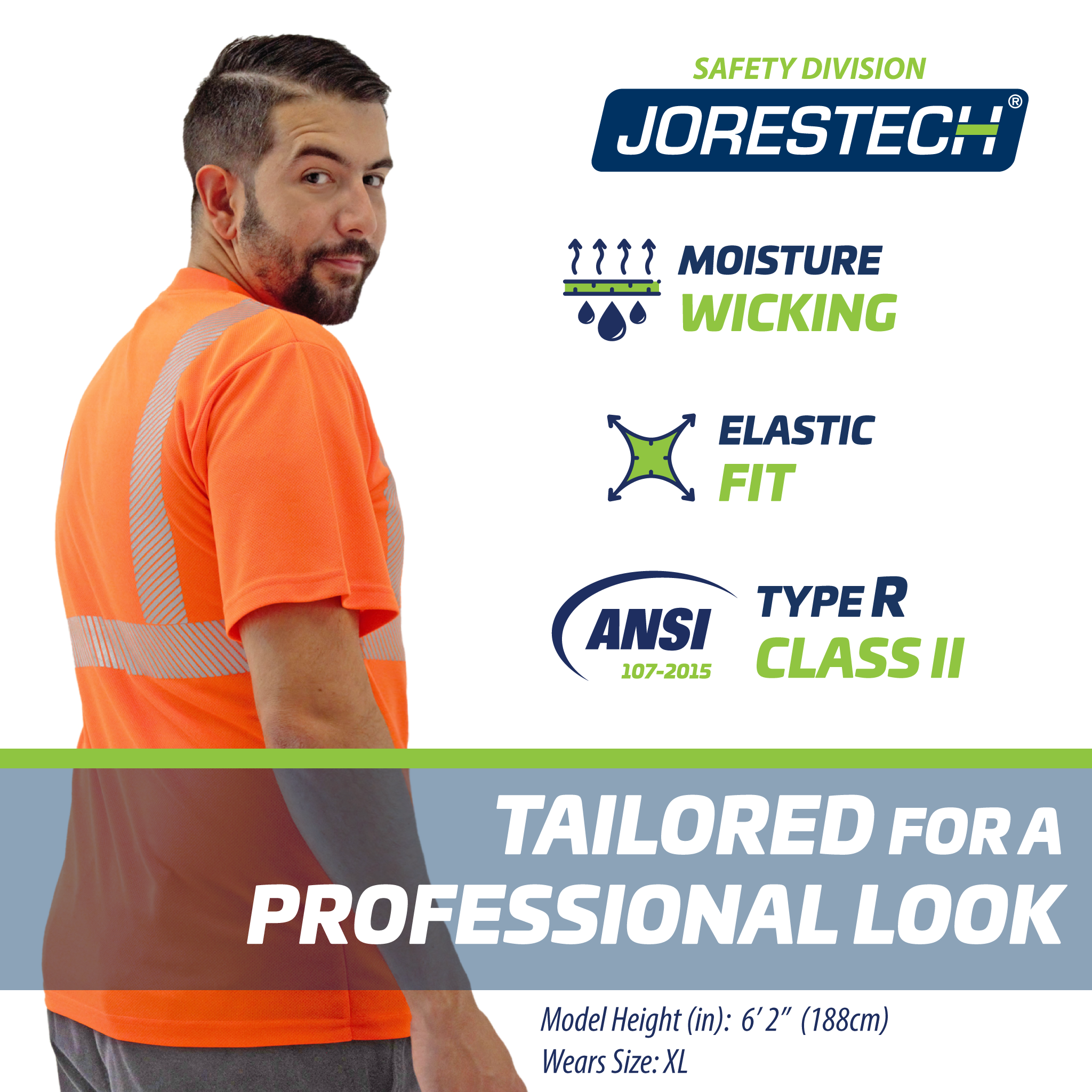 Jorestech Heat Transfer Reflective Safety Shirt with Pocket – Class 2 Compliant