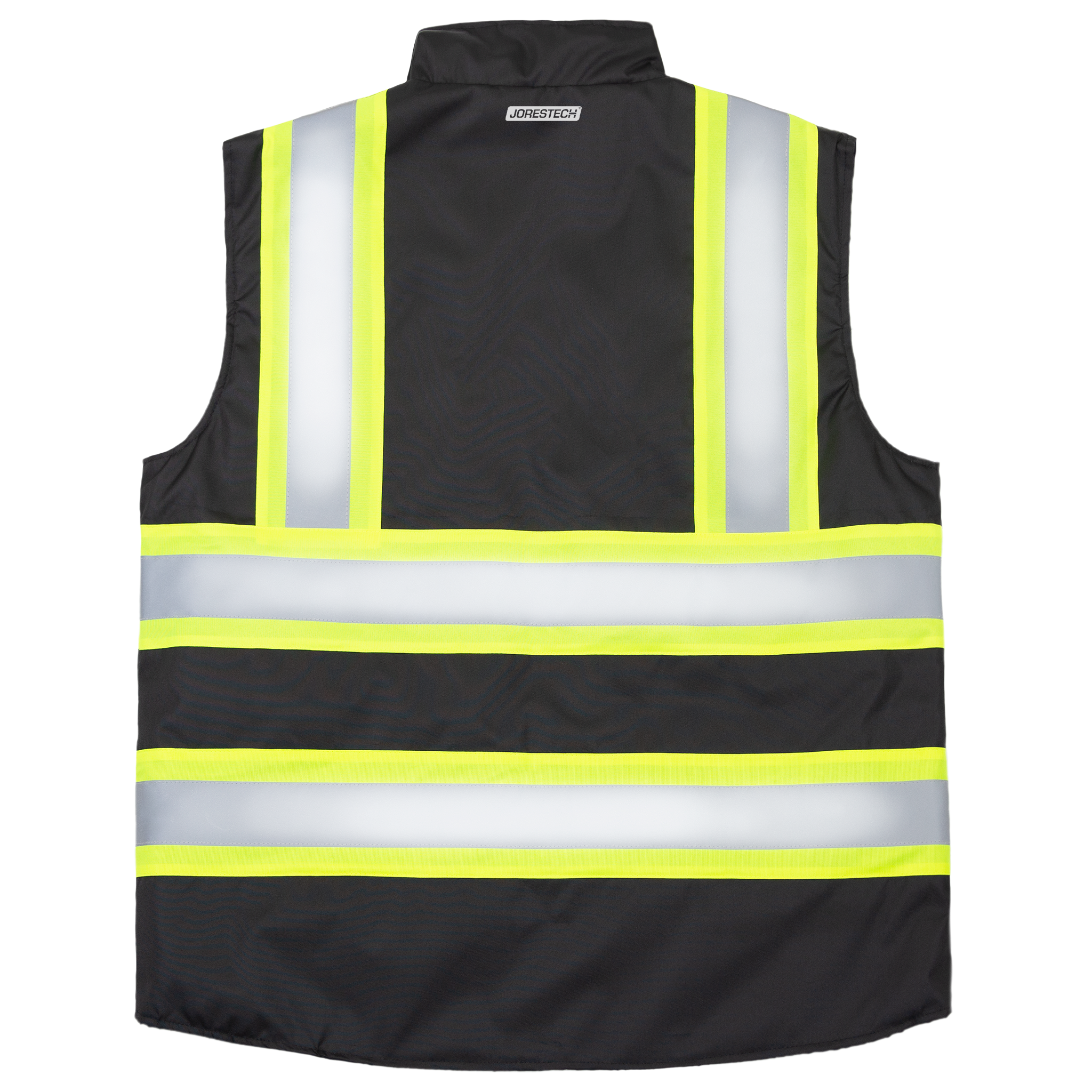 Hi-Vis Yellow/Black Reversible Insulated Safety Vest with Reflective Strips