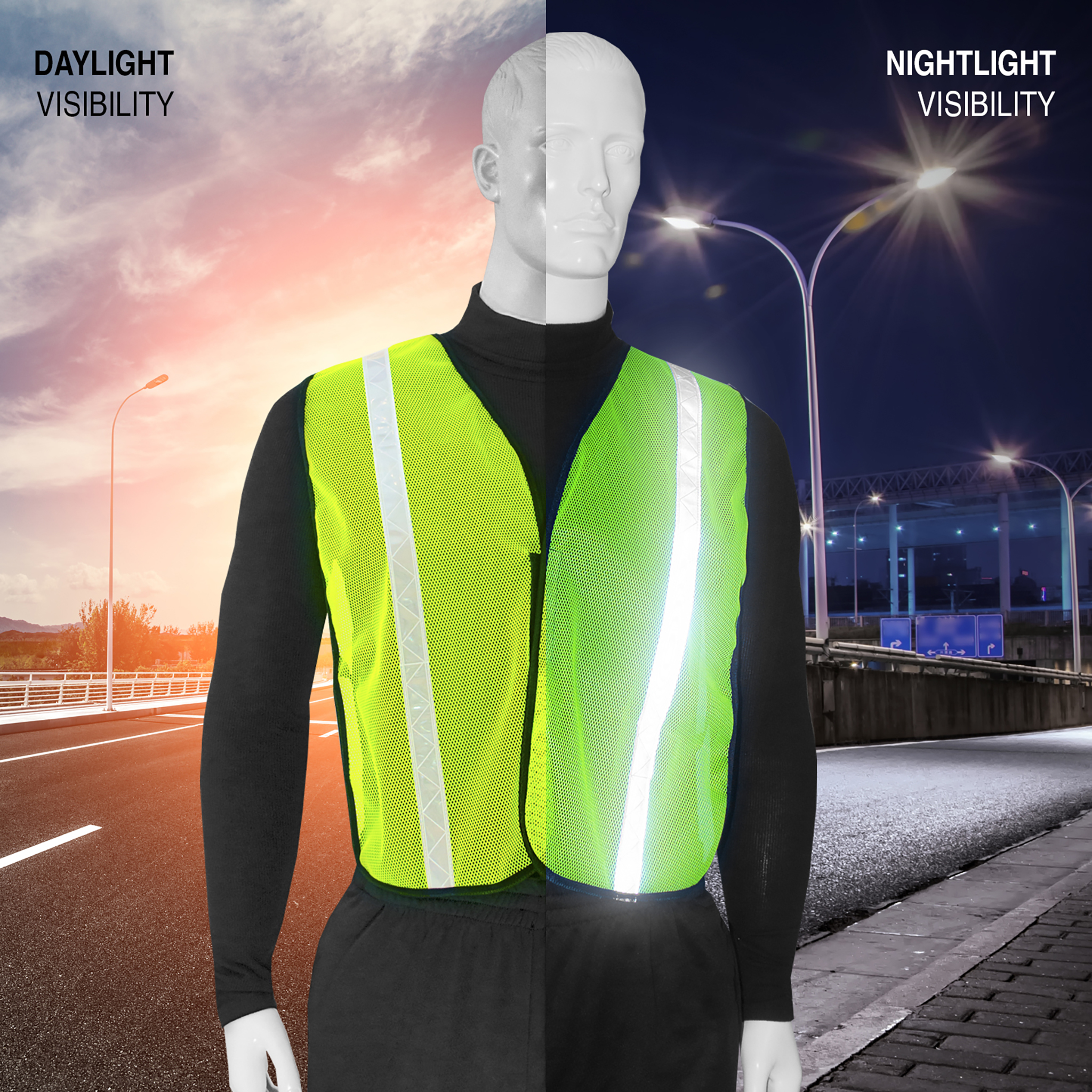Hi-Vis Mesh Safety Vest with 1” Reflective Strip
