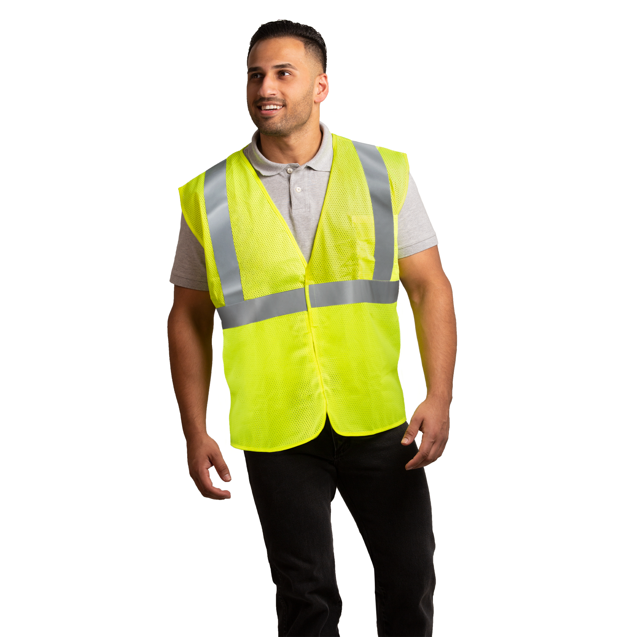 Hi-Vis Mesh Safety Vest with 2” Reflective Strips and Pocket