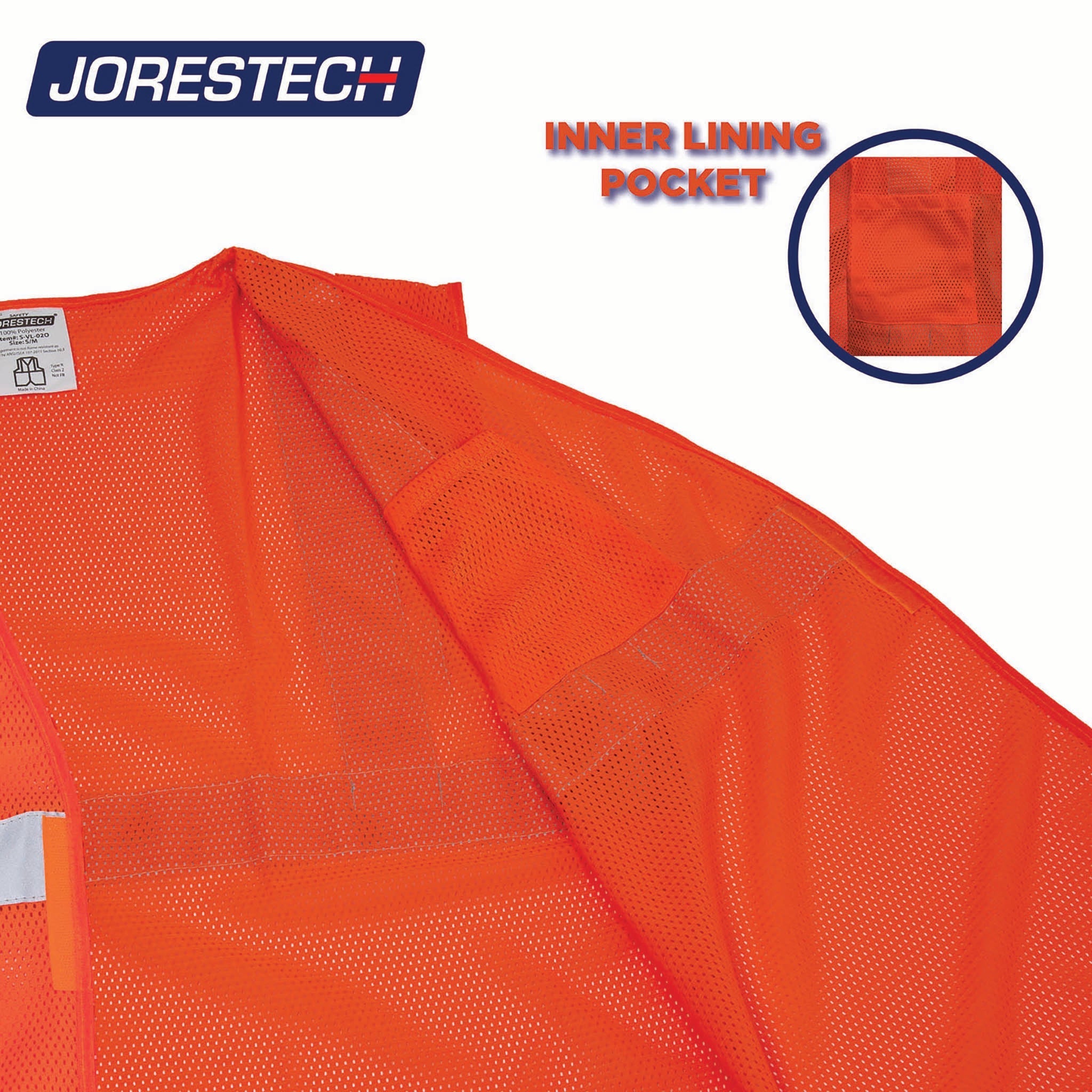 Hi-Vis Mesh Safety Vest with 2” Reflective Strips and Pocket