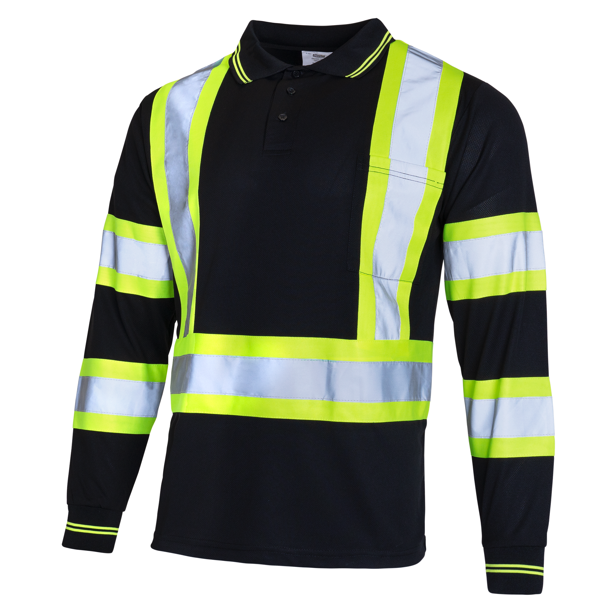 High Vis Reflective Safety Long Sleeve Polo Shirt