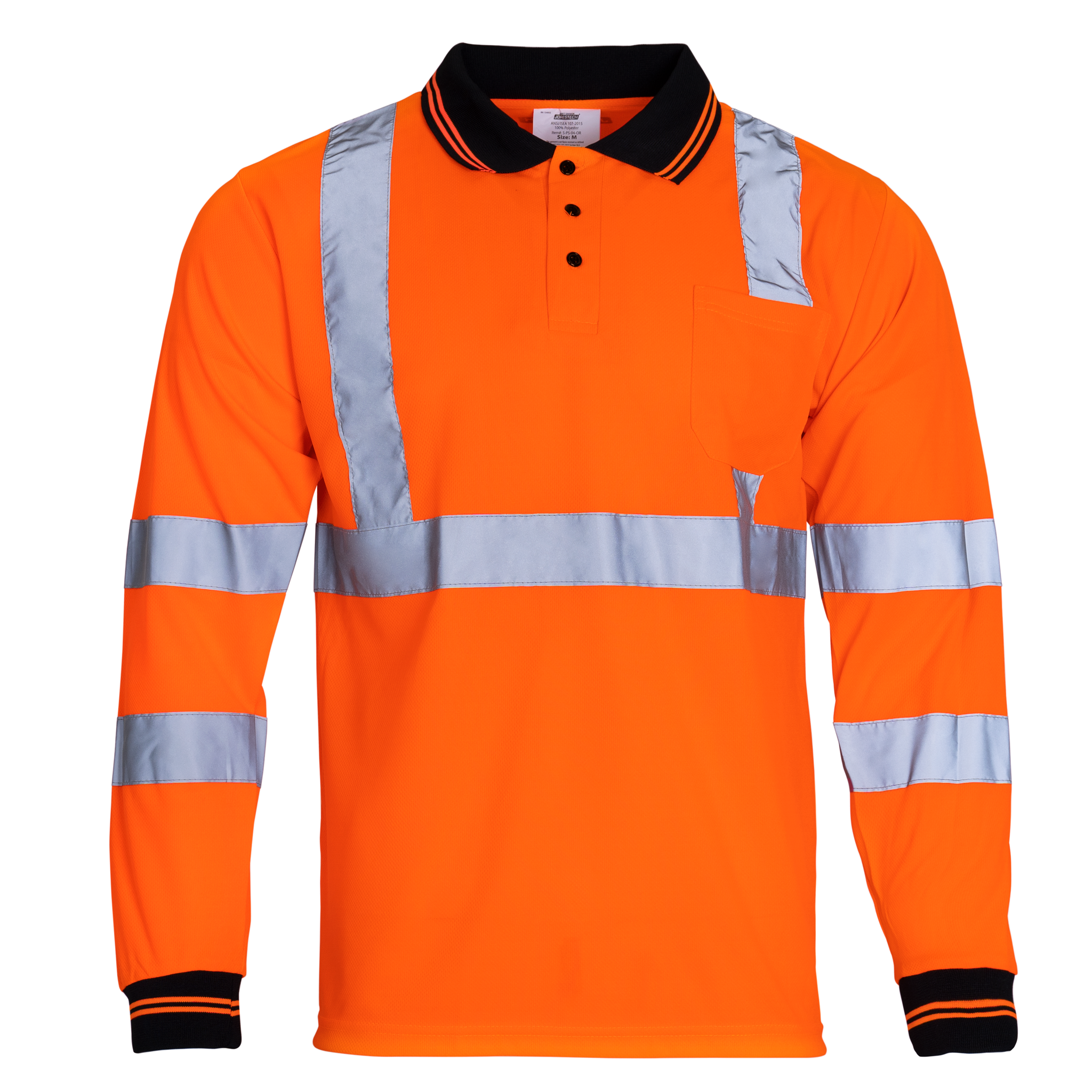 High Vis Reflective Safety Long Sleeve Polo Shirt