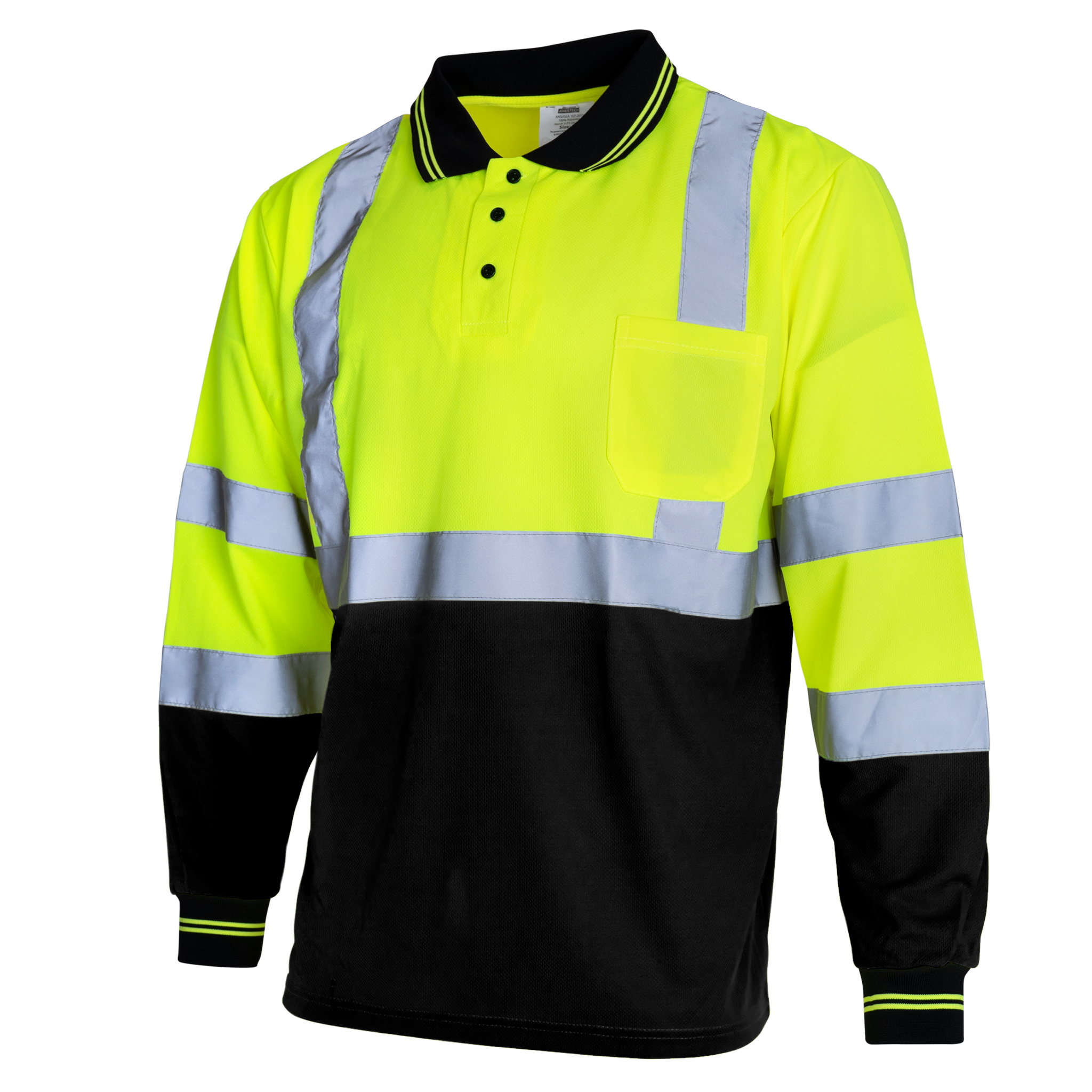 High Vis Reflective Safety Long Sleeve Polo Shirt