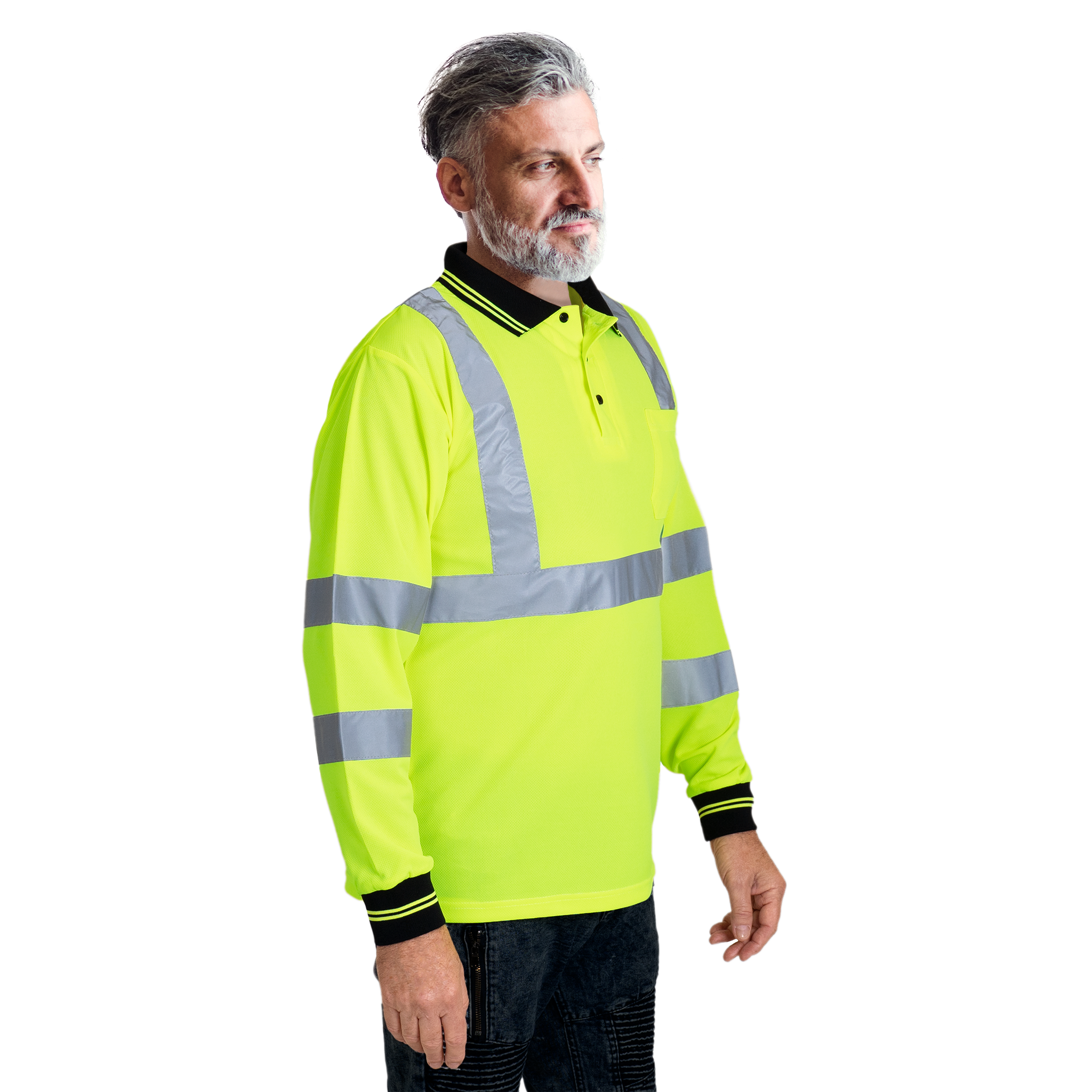 High Vis Reflective Safety Long Sleeve Polo Shirt