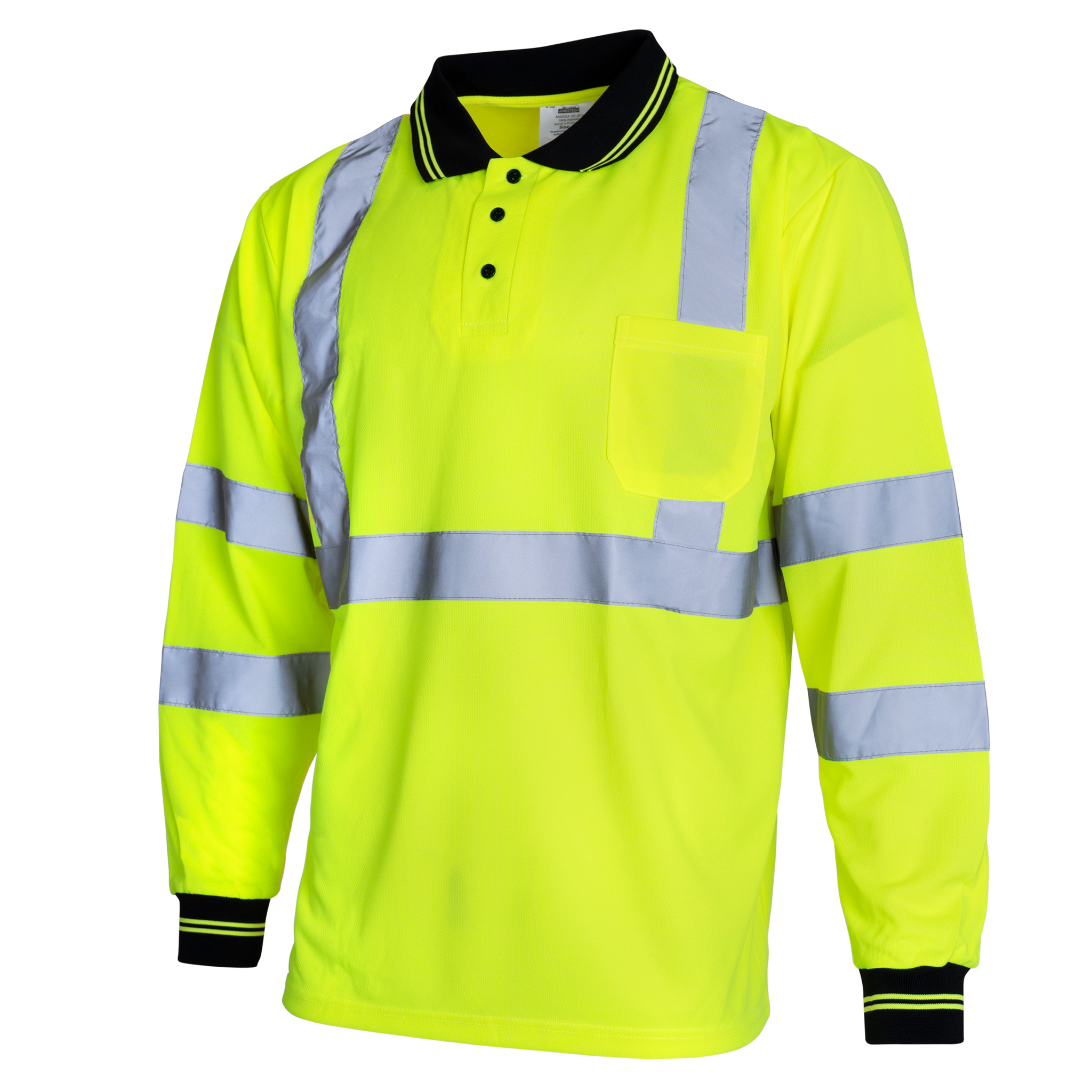 High Vis Reflective Safety Long Sleeve Polo Shirt