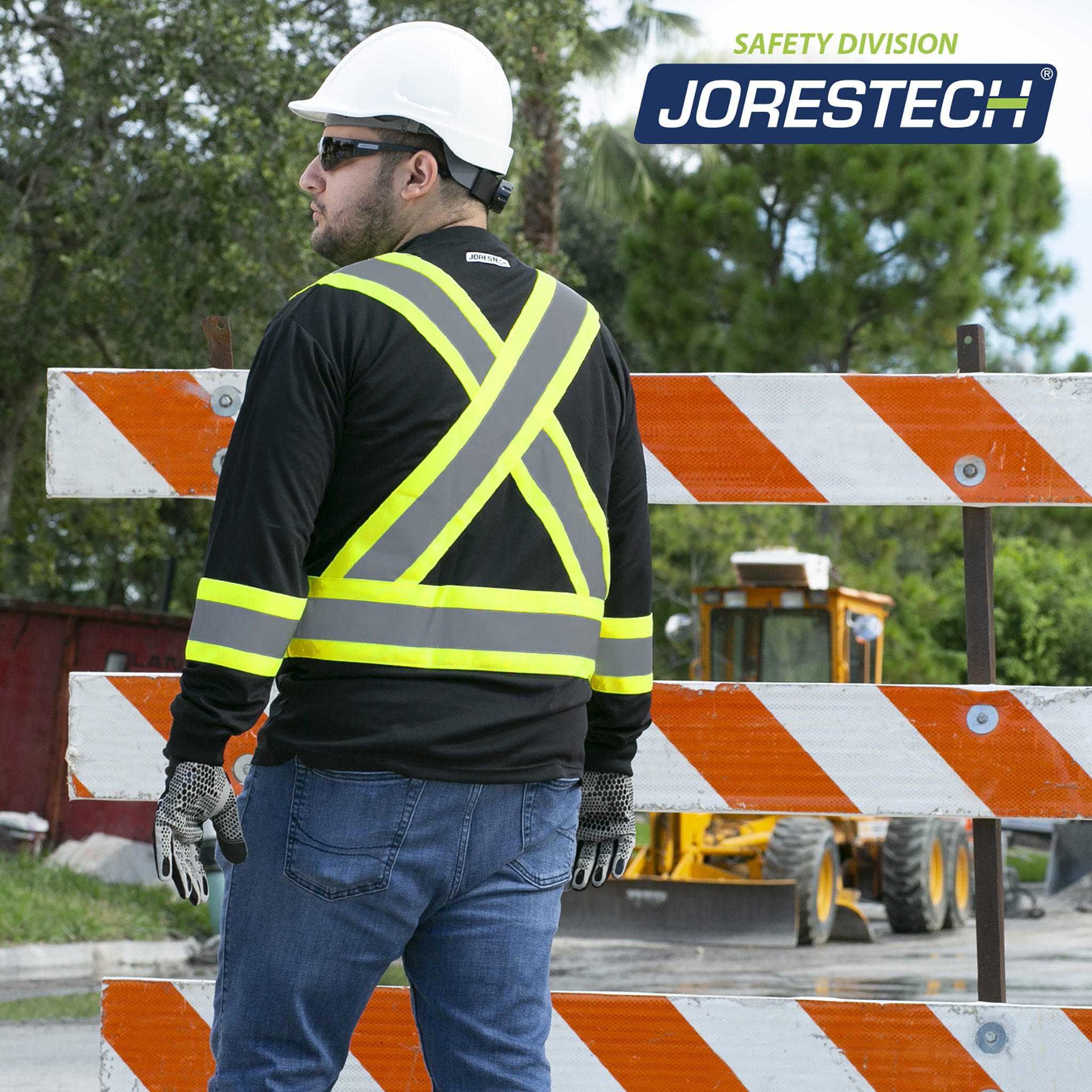 High Vis Orange Shirt | Two-Tone Reflective Long Sleeve in Orange, Lime, Black