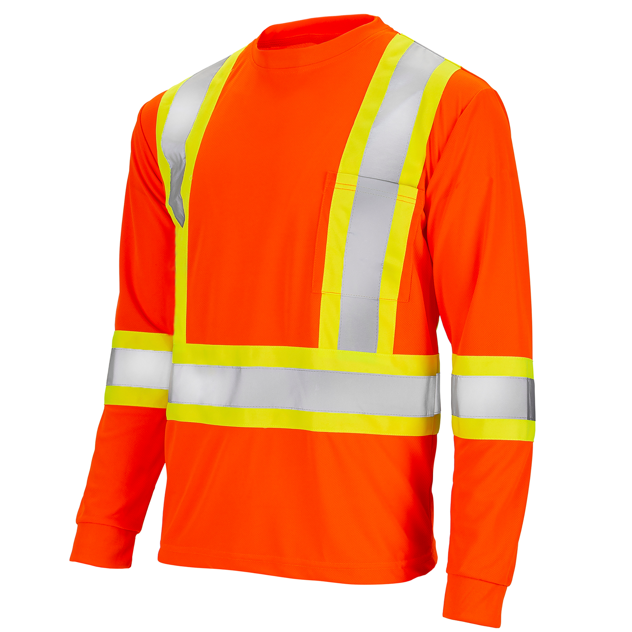High Vis Orange Shirt | Two-Tone Reflective Long Sleeve in Orange, Lime, Black