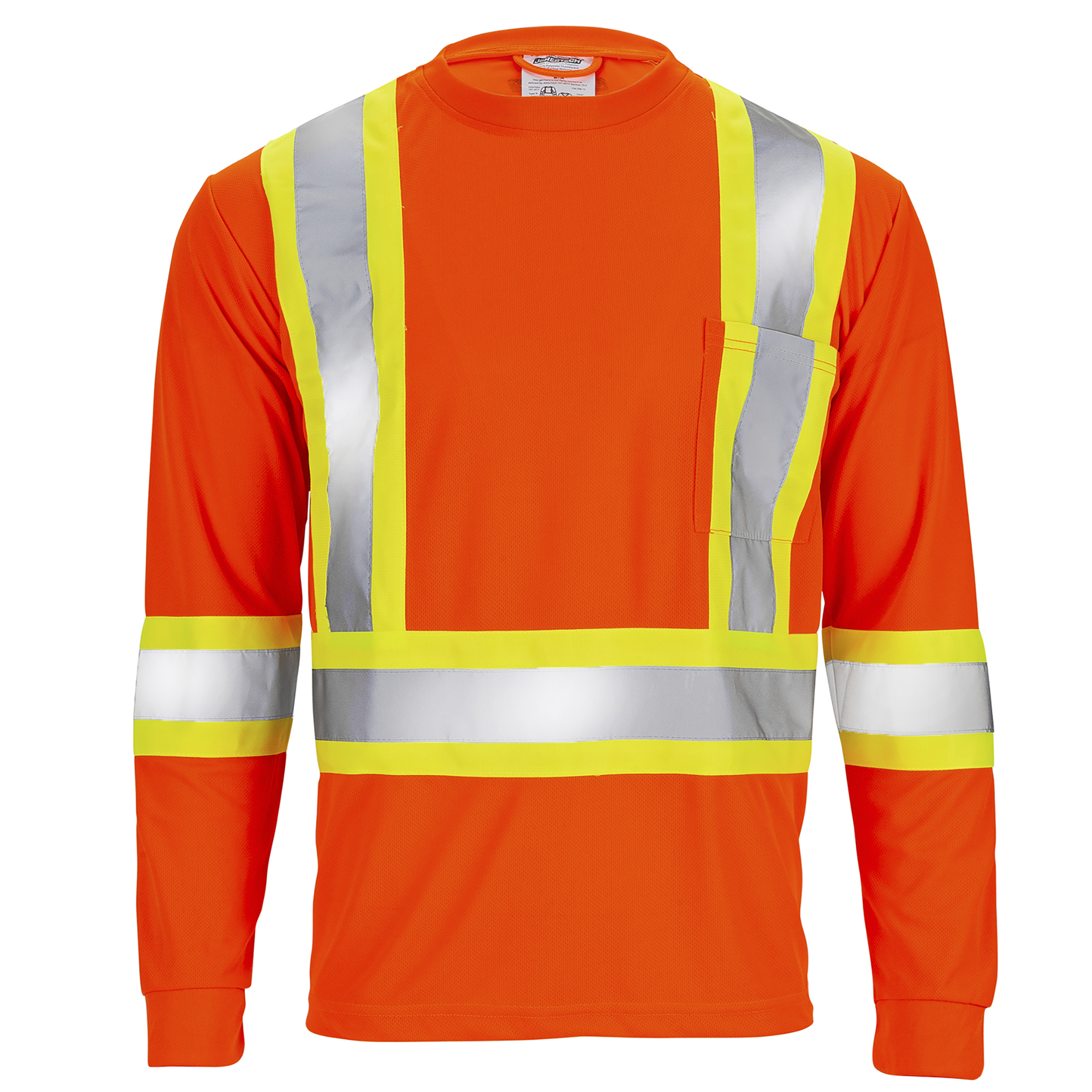 High Vis Orange Shirt | Two-Tone Reflective Long Sleeve in Orange, Lime, Black