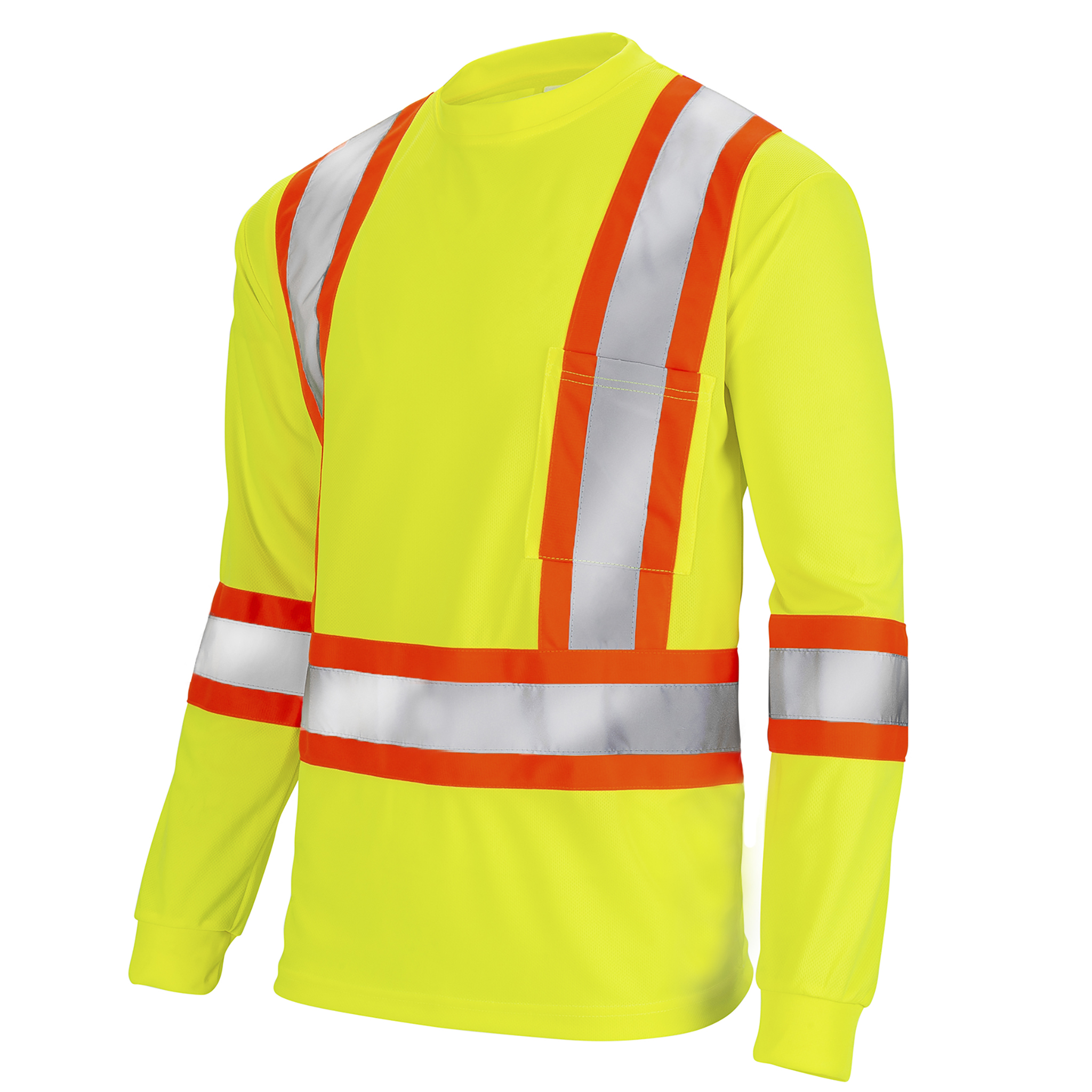 High Vis Orange Shirt | Two-Tone Reflective Long Sleeve in Orange, Lime, Black