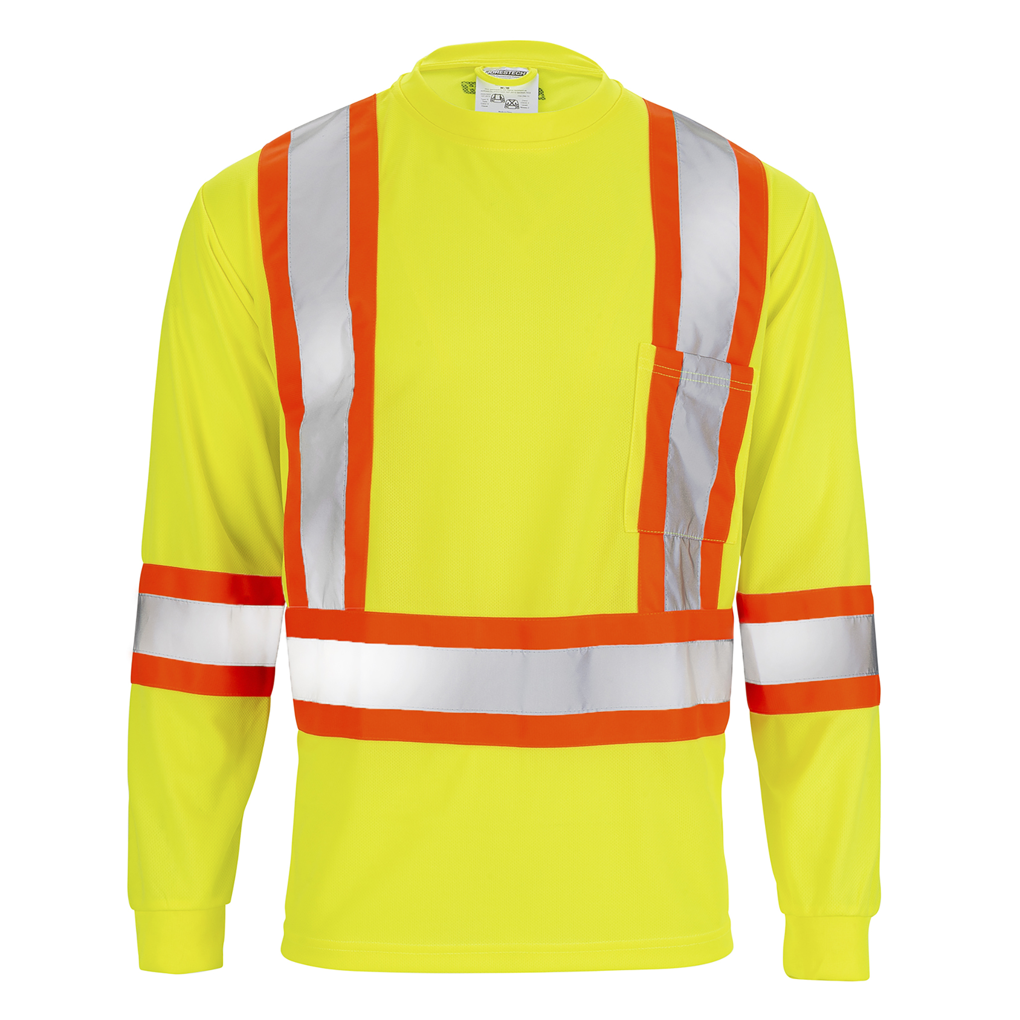 High Vis Orange Shirt | Two-Tone Reflective Long Sleeve in Orange, Lime, Black