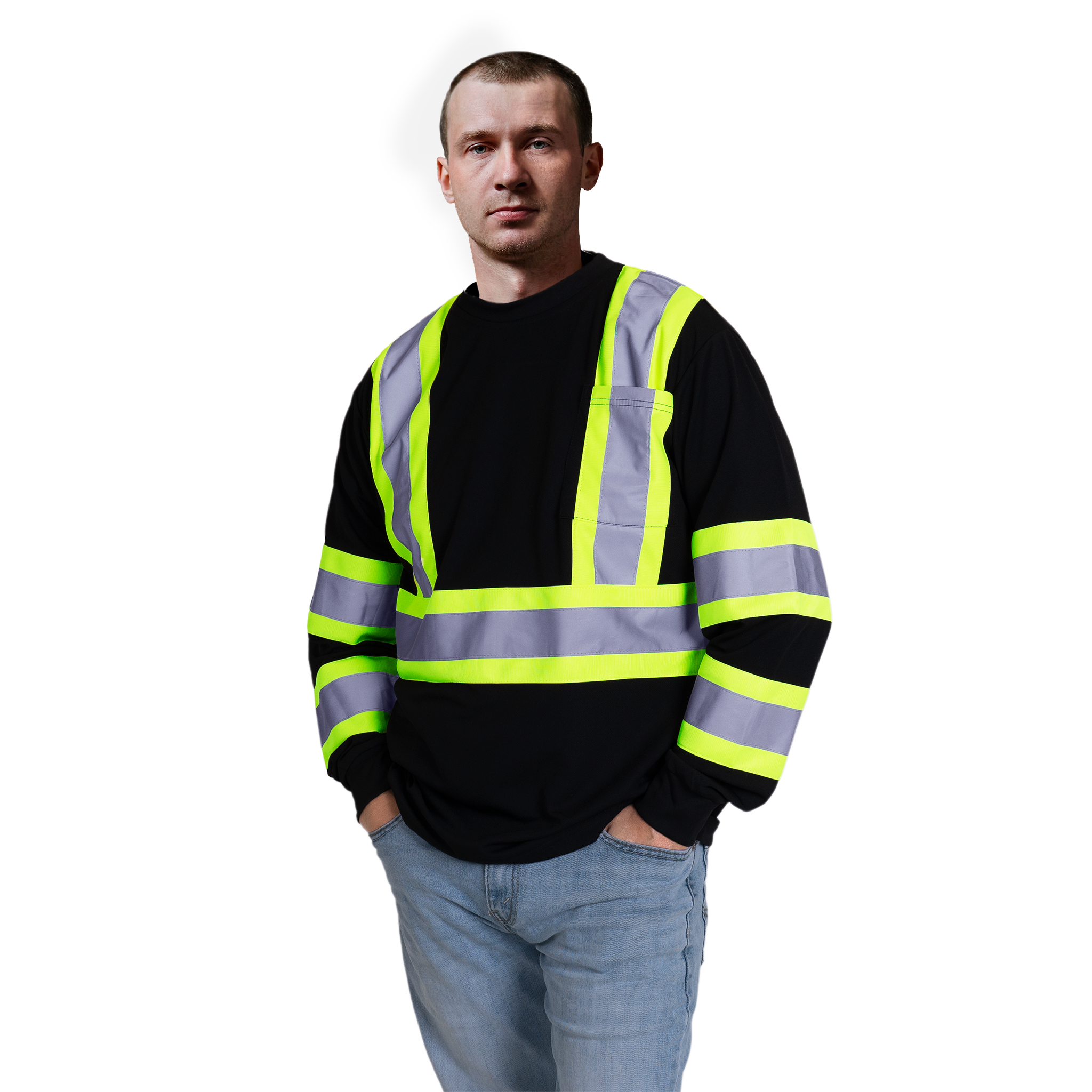 Hi-Vis Reflective Two-Tone Long Sleeve Safety Shirt