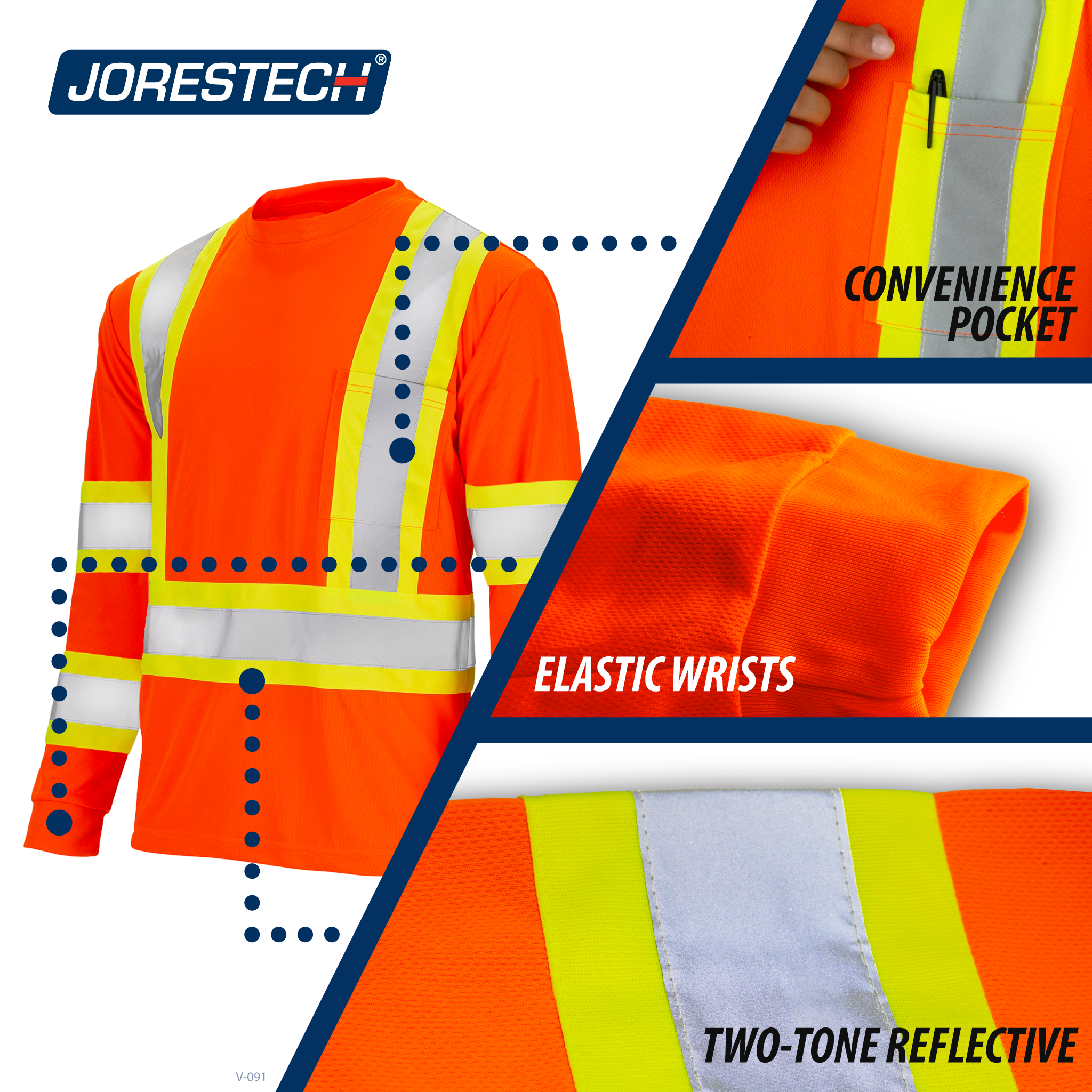 Hi-Vis Reflective Two-Tone Long Sleeve Safety Shirt