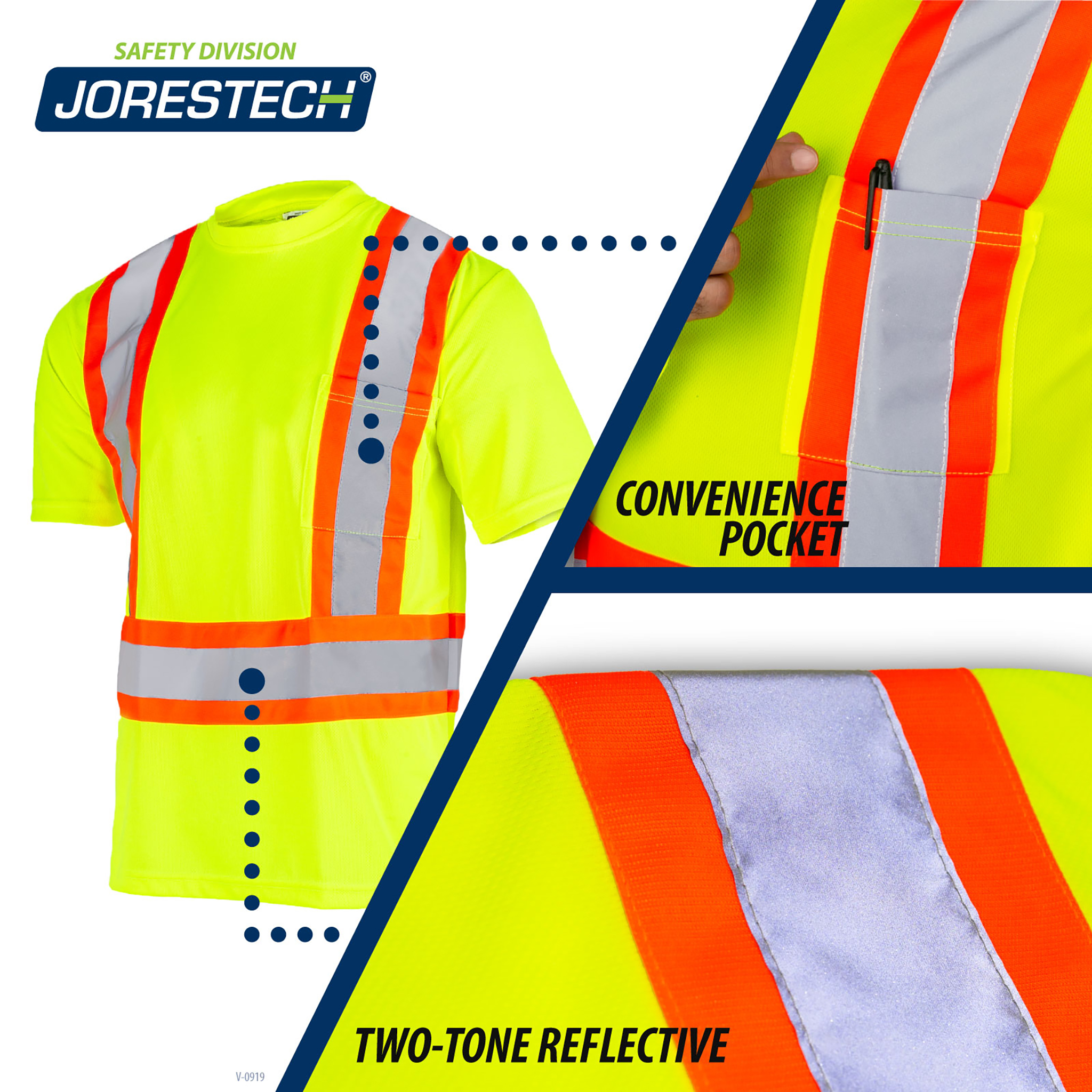 Hi-Vis X-Back Reflective Two-Tone Safety Pocket Shirt