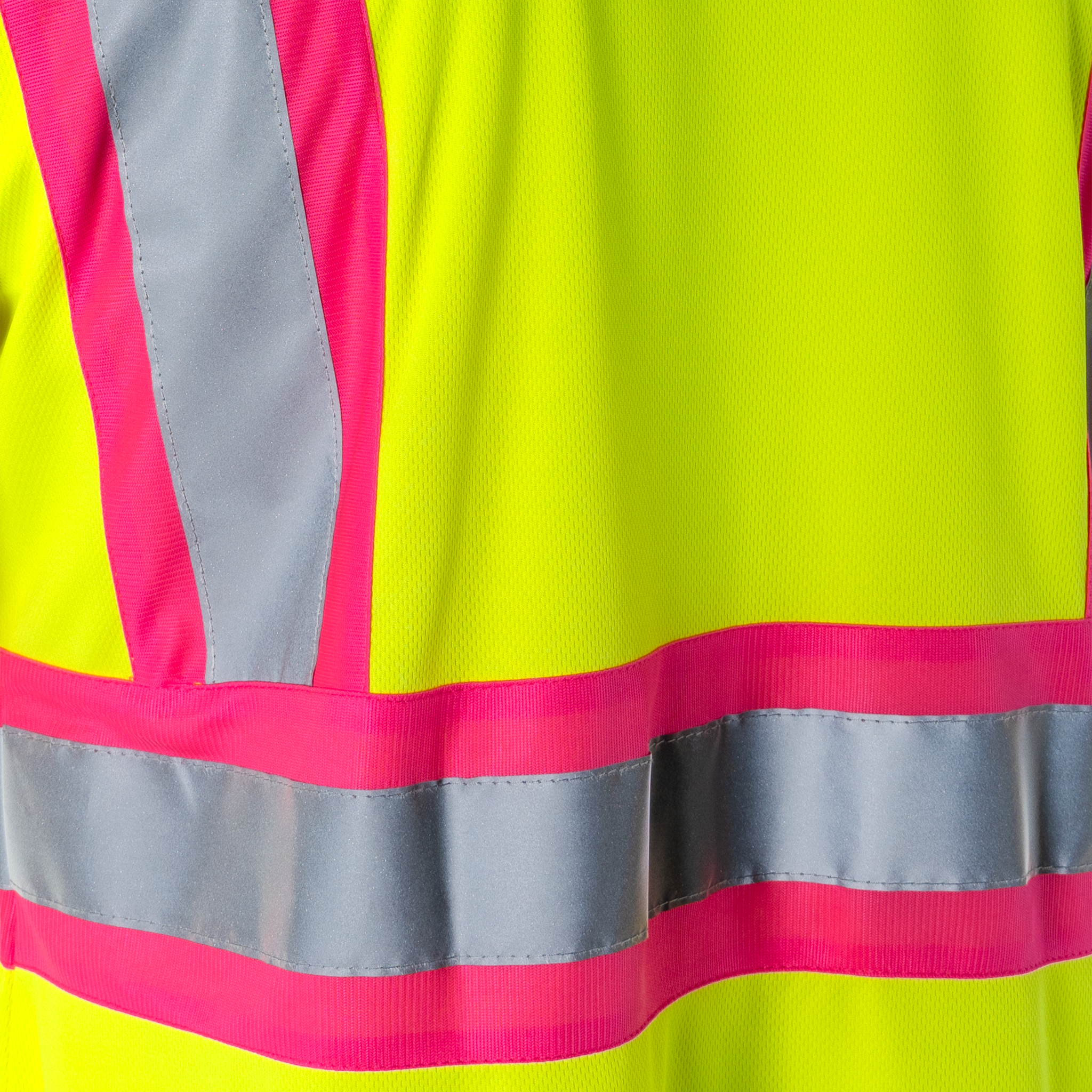 Hi-Vis Reflective Two Tone Safety Shirt with Pink Strips