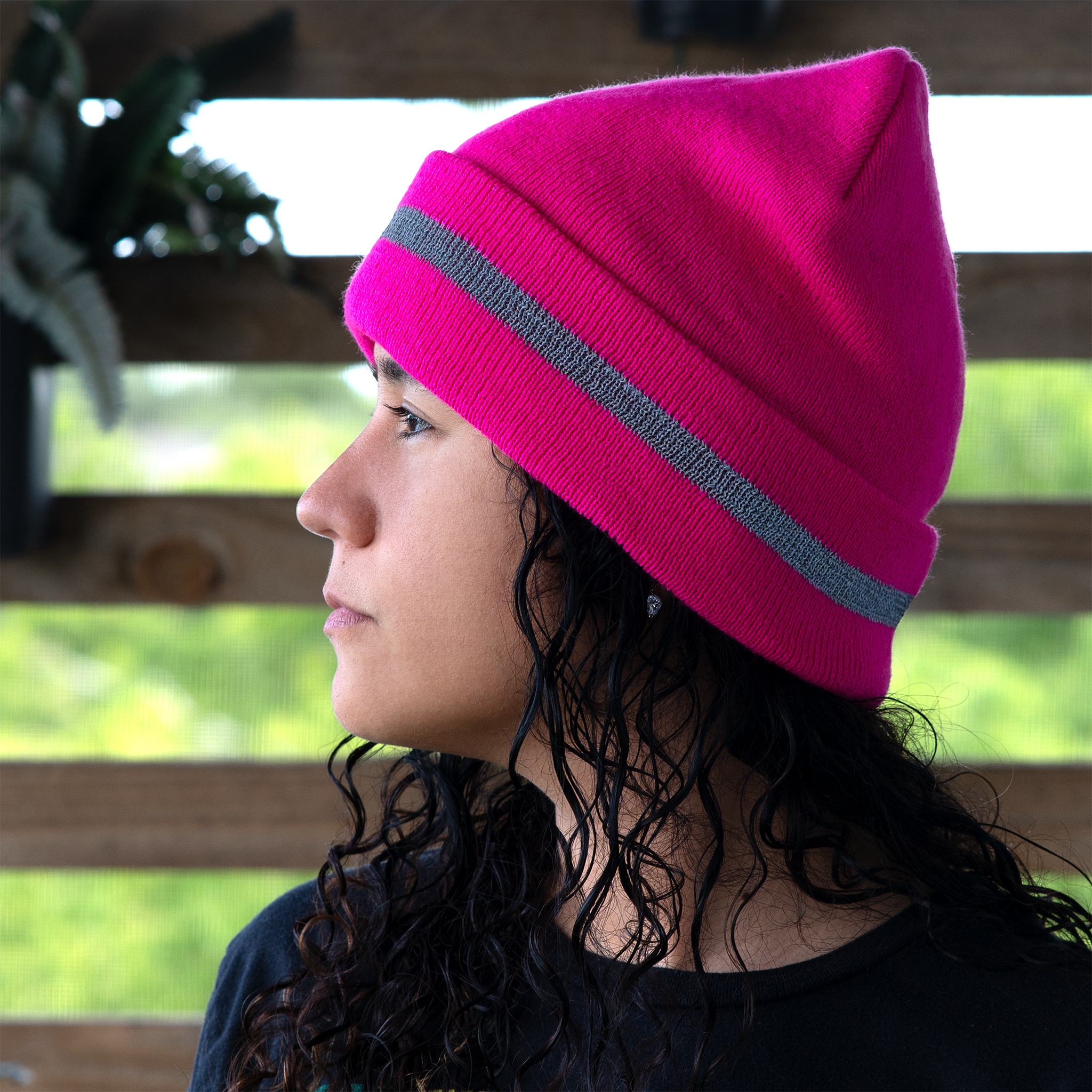 Hi-Vis Safety Beanie with Reflective Stripe