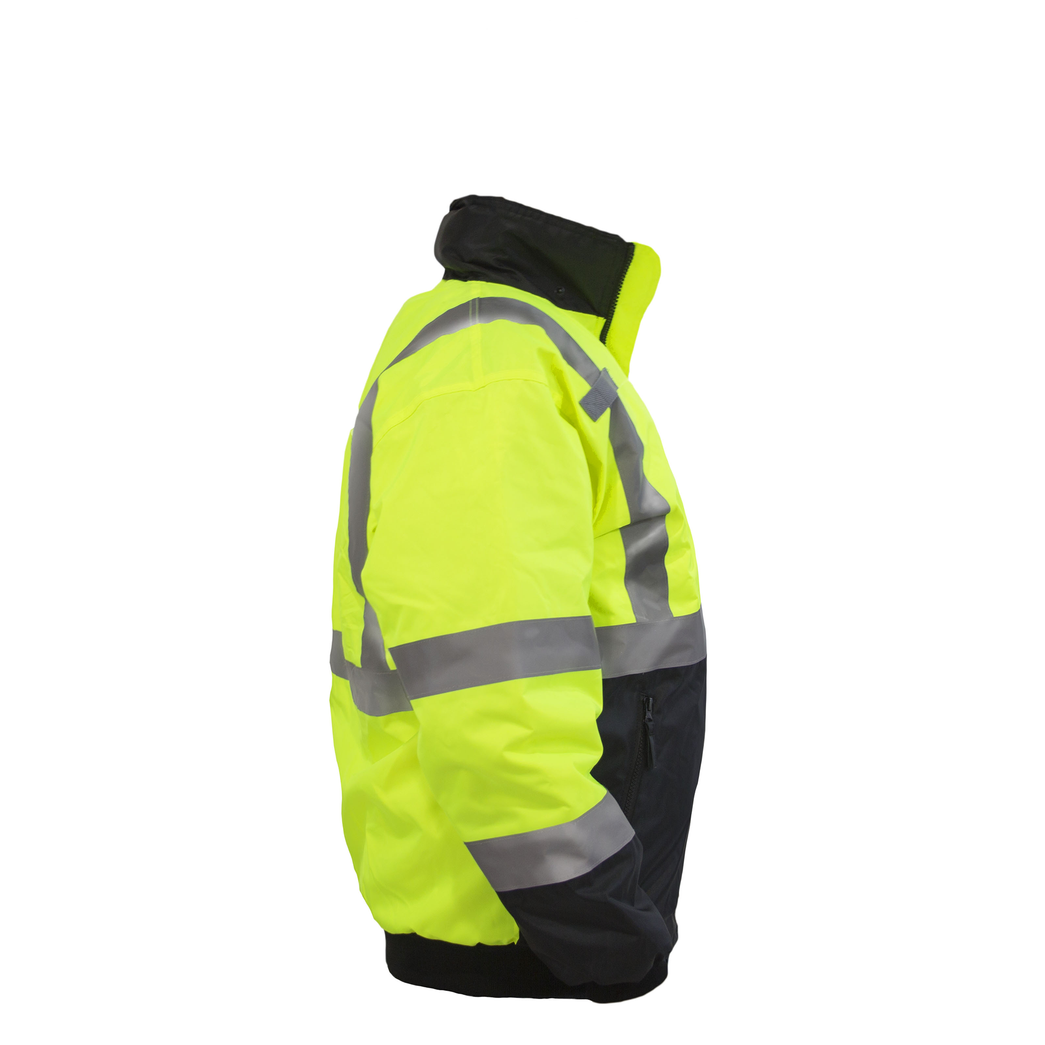 Hi-Vis Safety Bomber Jacket with Reflective Stripes