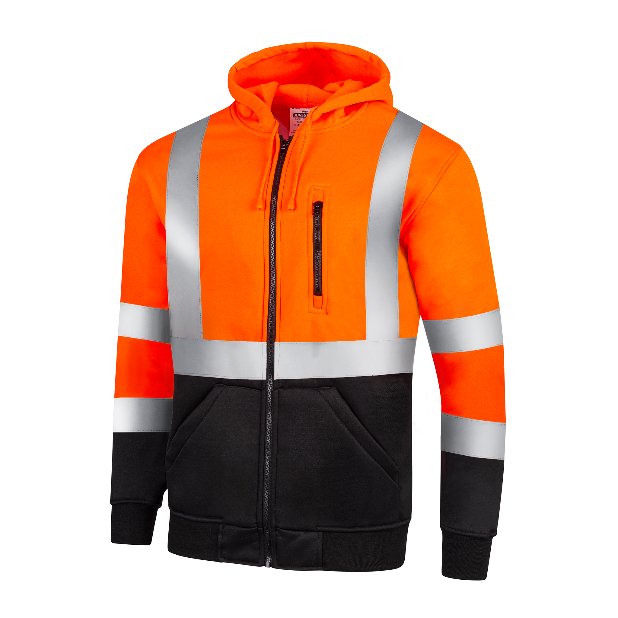 Hi-Vis Safety Hooded Sweatshirt with Reflective Stripes