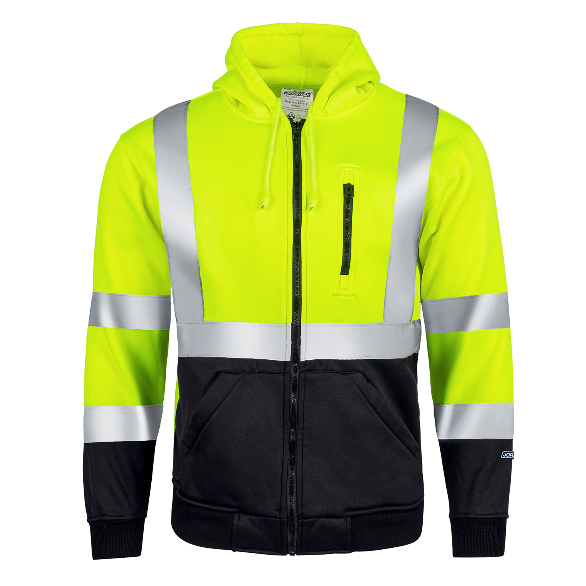 Hi-Vis Safety Hooded Sweatshirt with Reflective Stripes