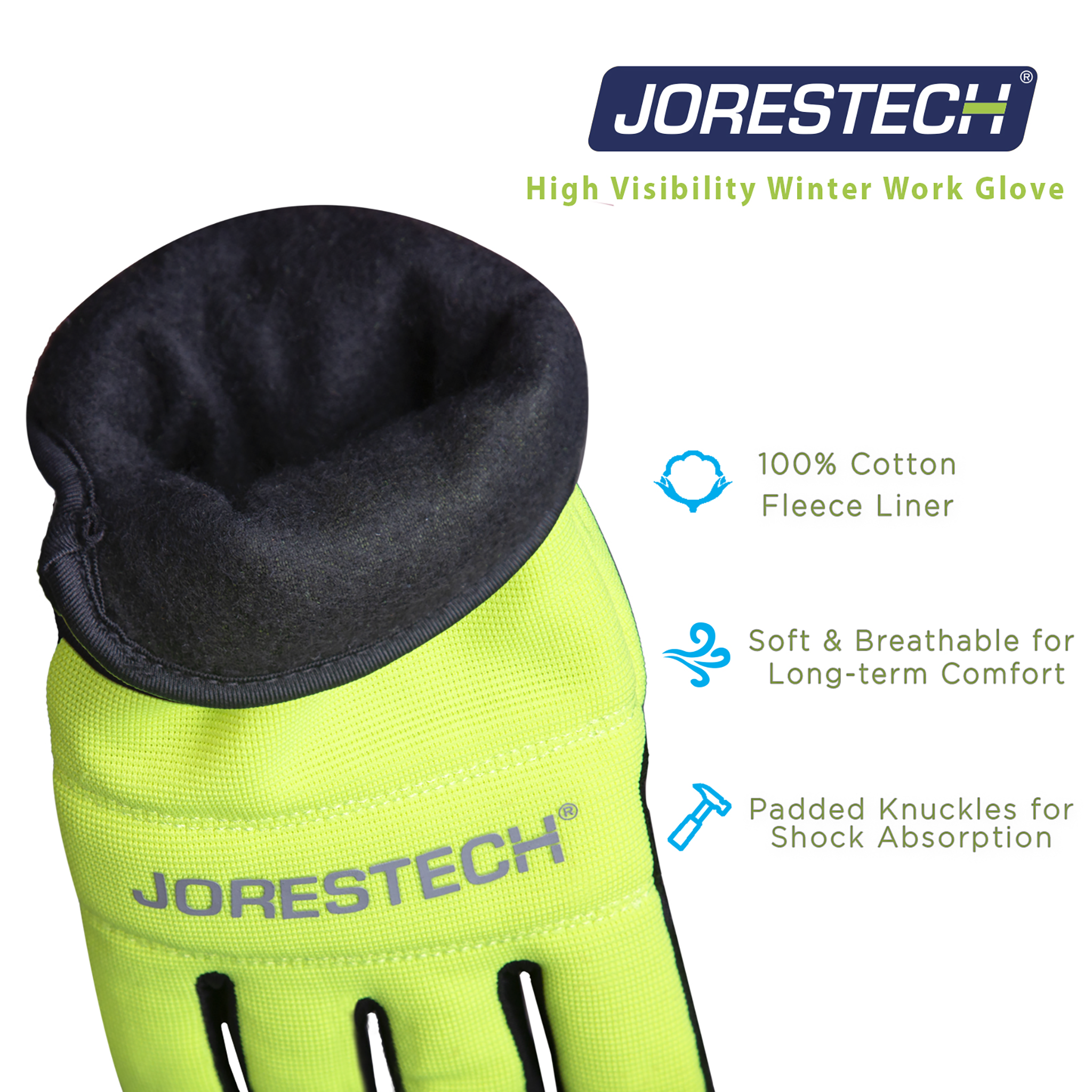 Hi-Vis Touchscreen Safety Work Gloves with Fleece Lining