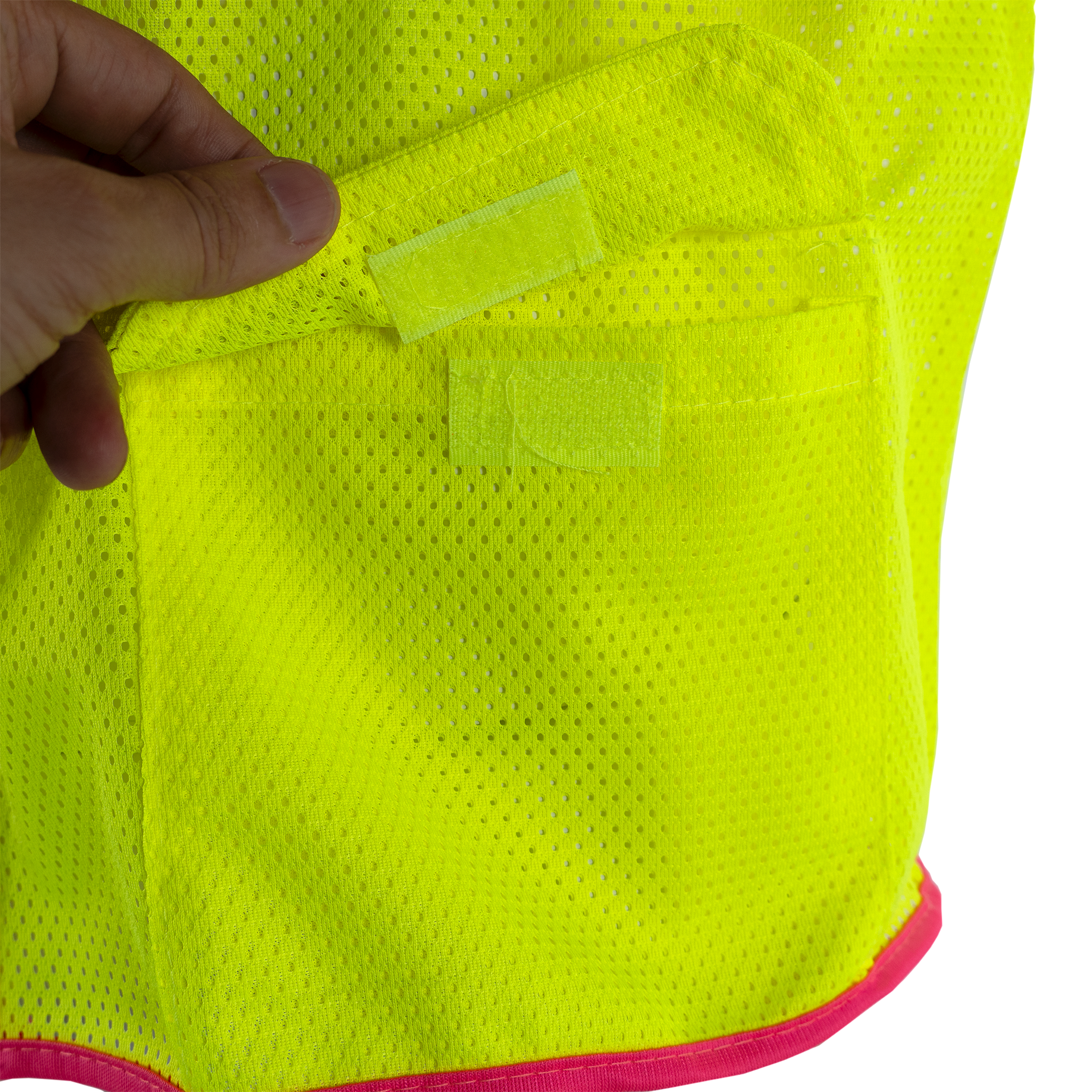 Hi Vis Mesh Safety Vest with Pink Contrasting Strips and Reflective Tapes