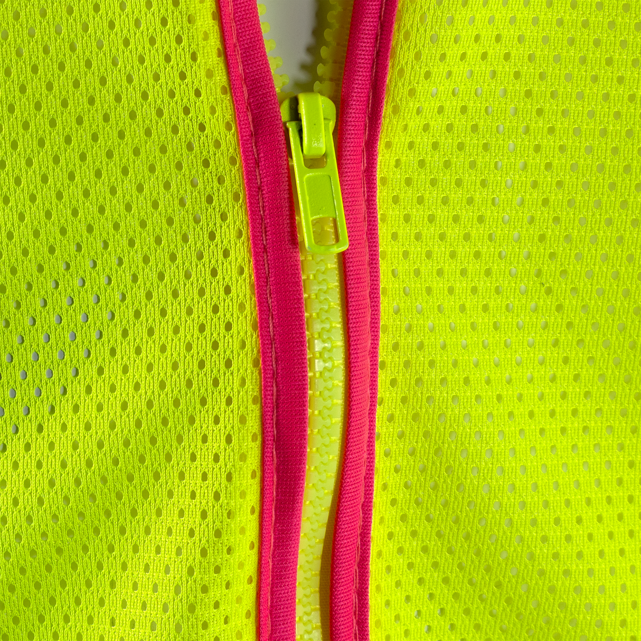 Hi Vis Mesh Safety Vest with Pink Contrasting Strips and Reflective Tapes