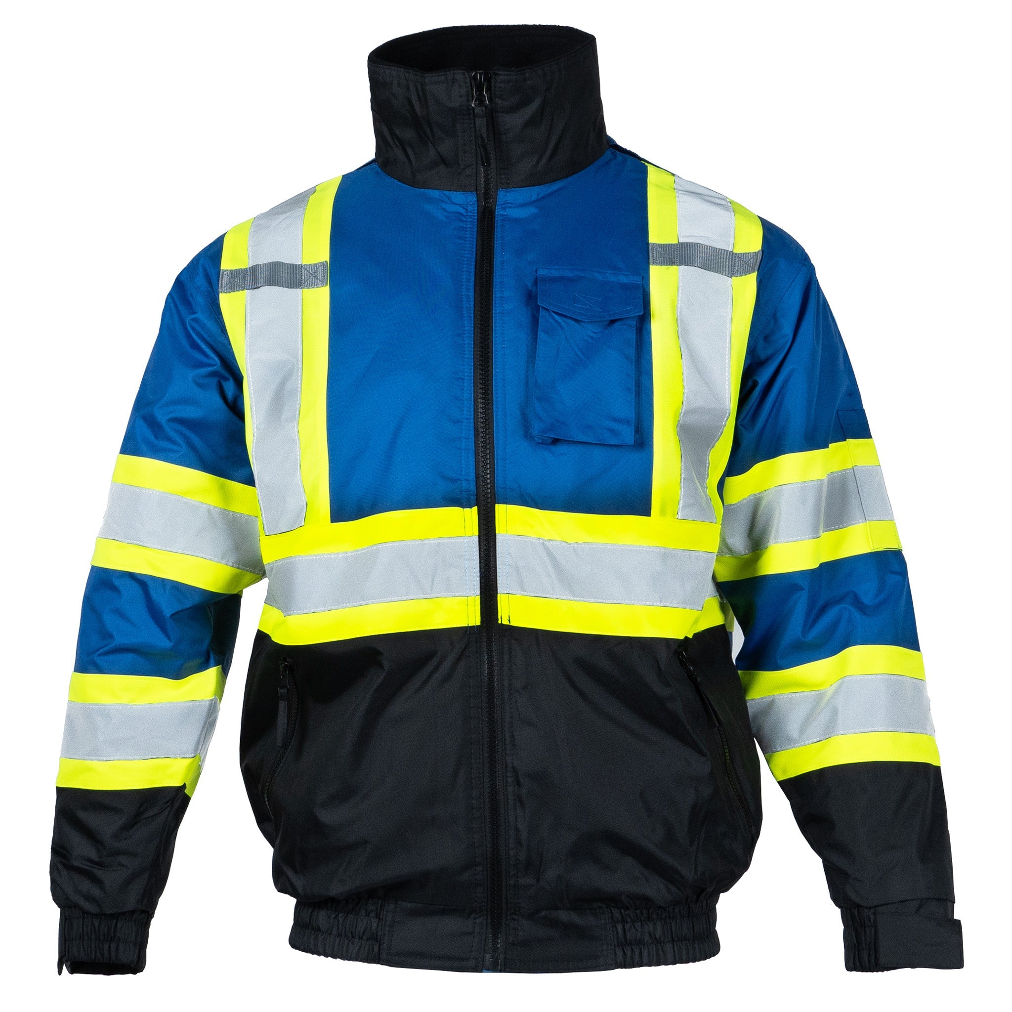 Hi-Vis X-Back Two-Tone Safety Bomber Jacket with Reflective Stripes