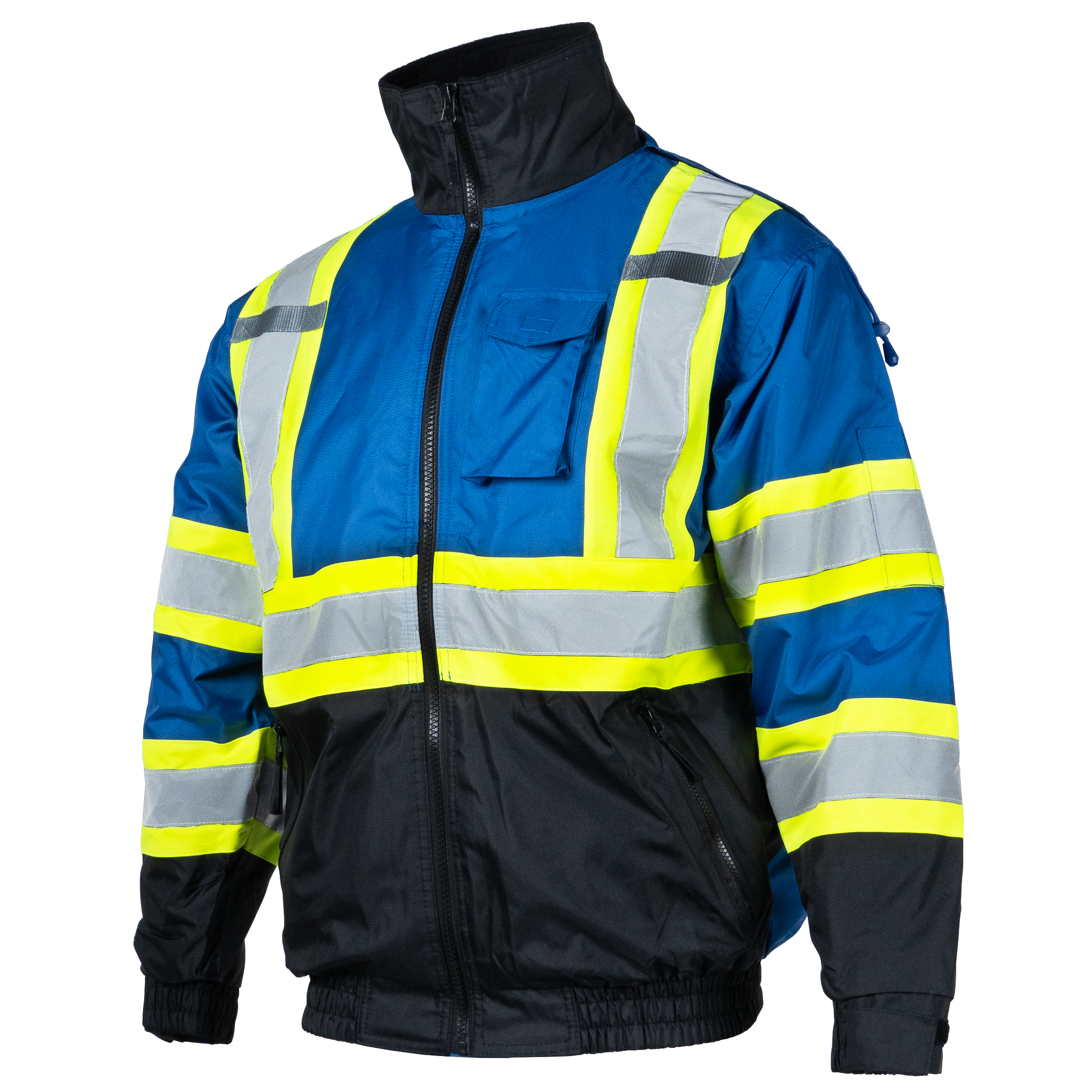 Hi-Vis X-Back Two-Tone Safety Bomber Jacket with Reflective Stripes
