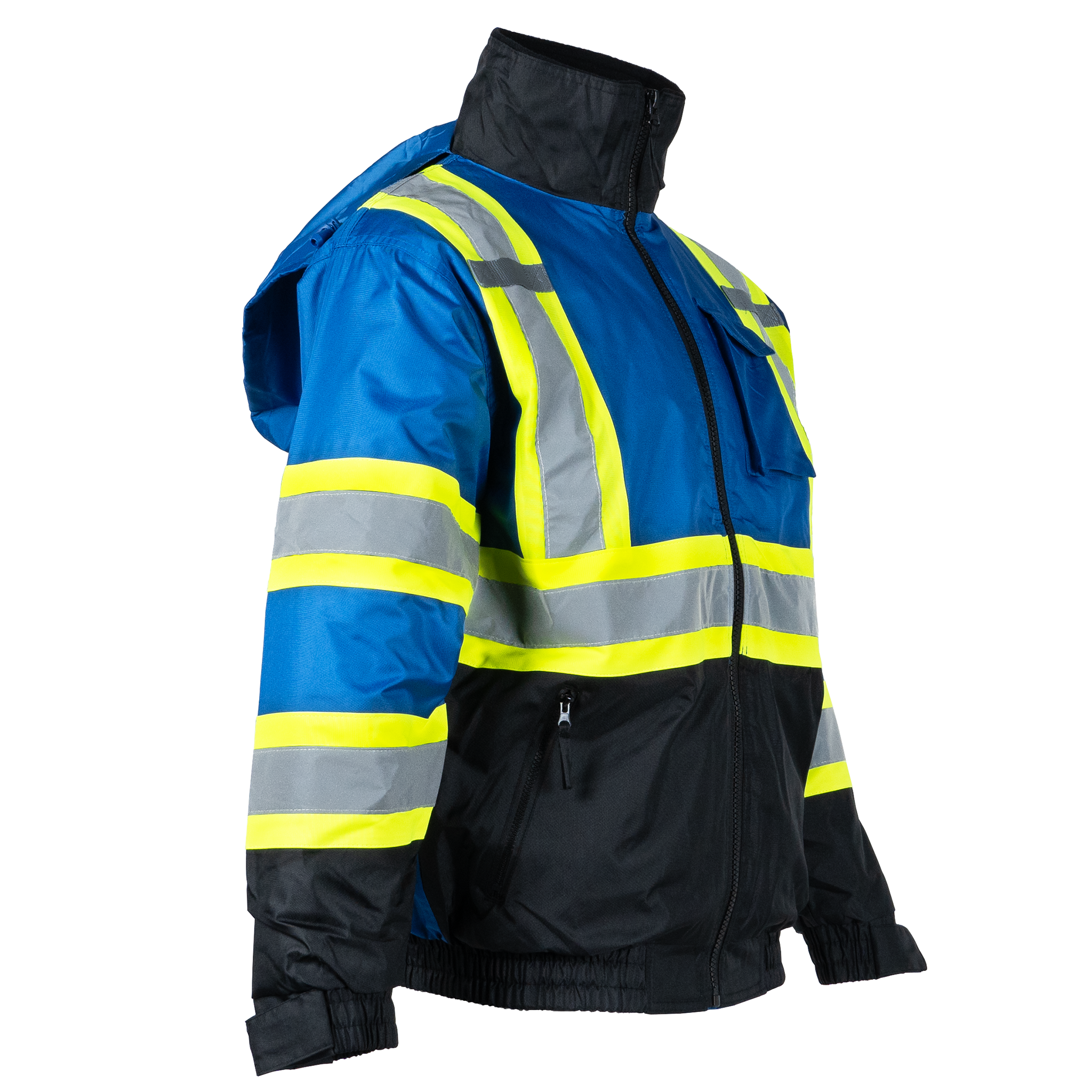 Hi-Vis X-Back Two-Tone Safety Bomber Jacket with Reflective Stripes