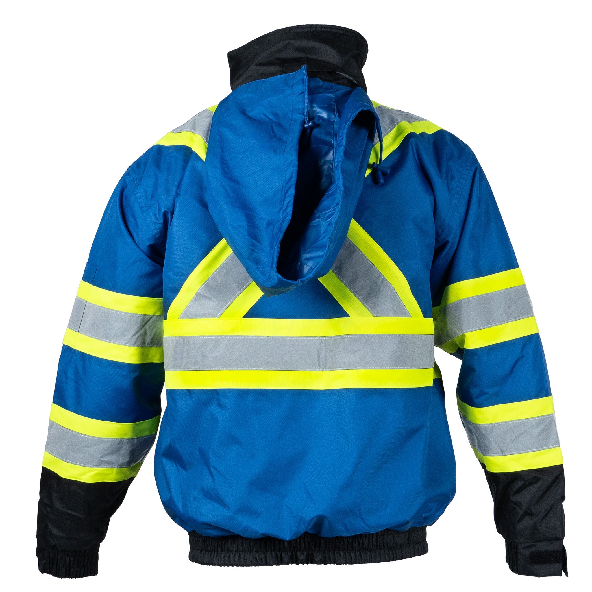 Hi-Vis X-Back Two-Tone Safety Bomber Jacket with Reflective Stripes