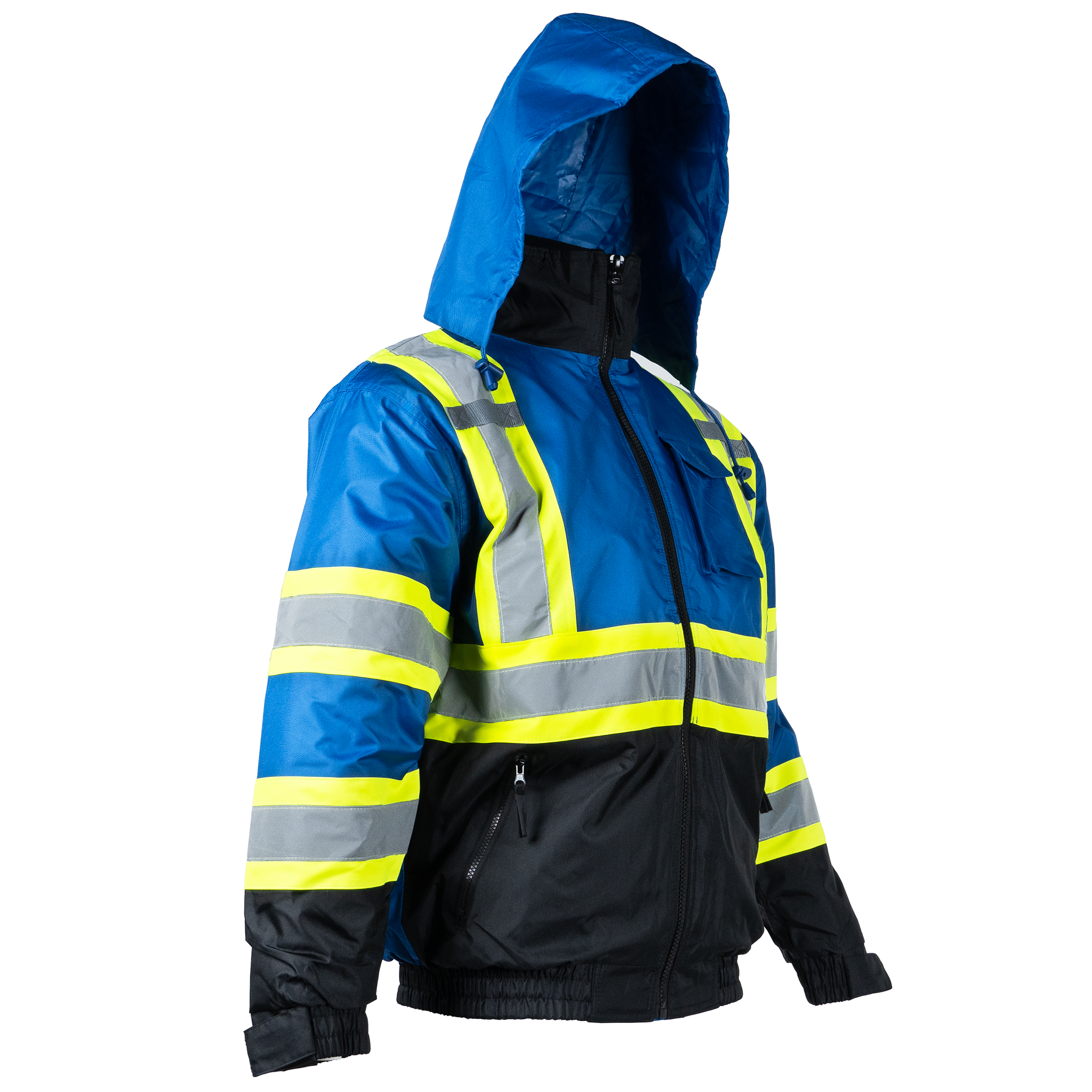 Hi-Vis X-Back Two-Tone Safety Bomber Jacket with Reflective Stripes