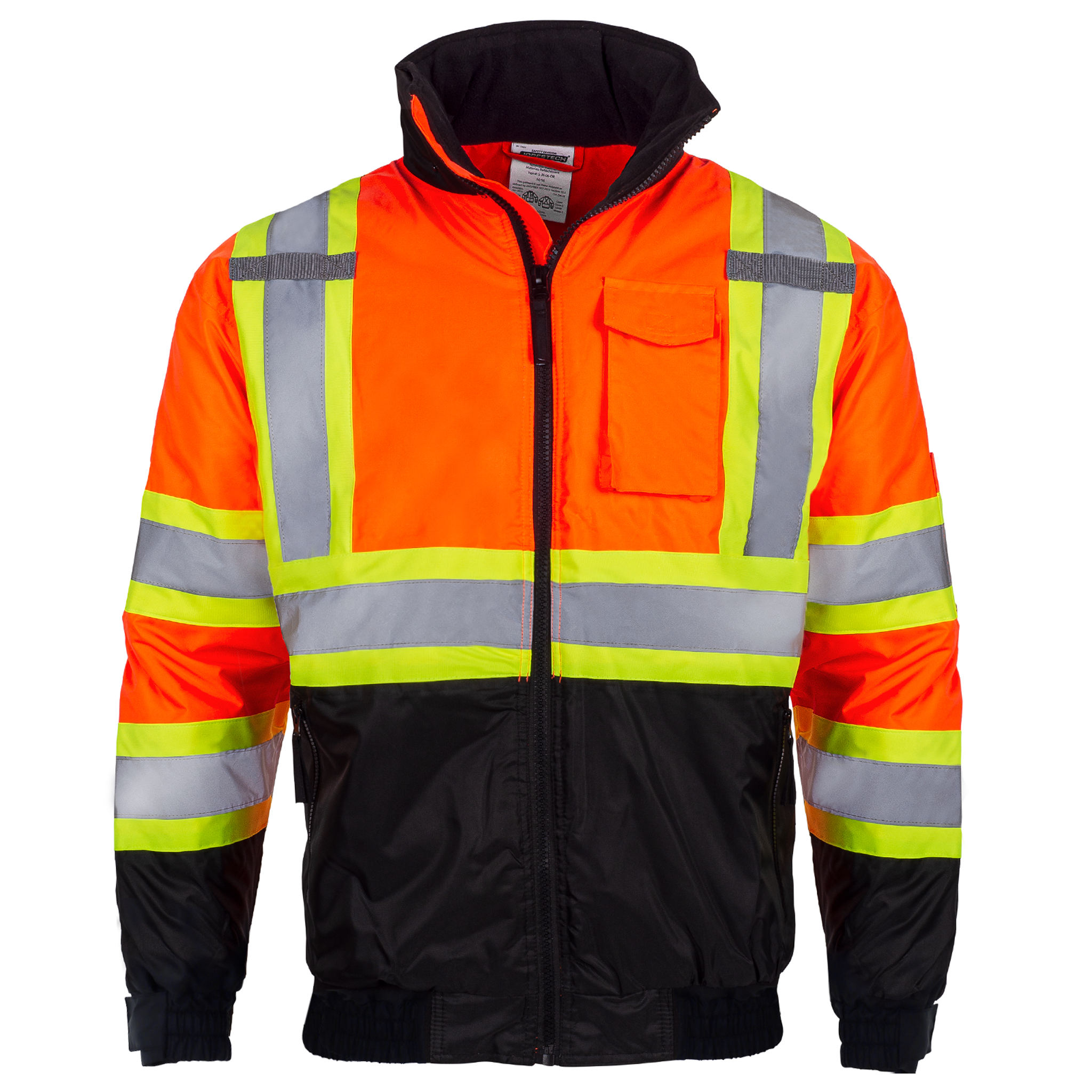 Hi-Vis X-Back Two-Tone Safety Bomber Jacket with Reflective Stripes