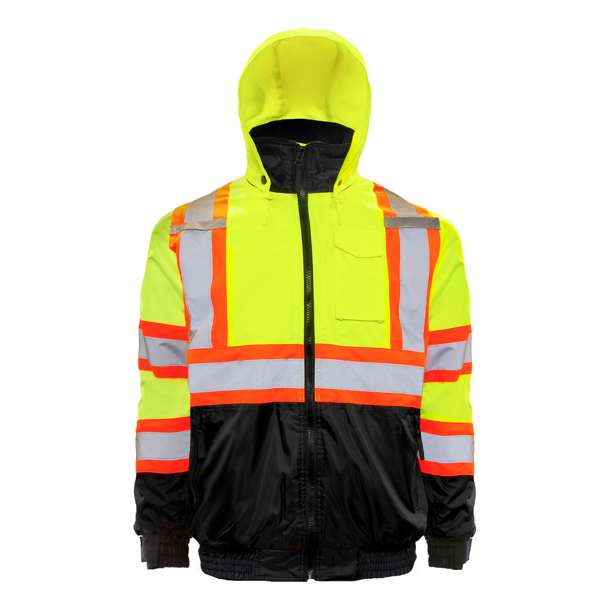 Hi-Vis X-Back Two-Tone Safety Bomber Jacket with Reflective Stripes